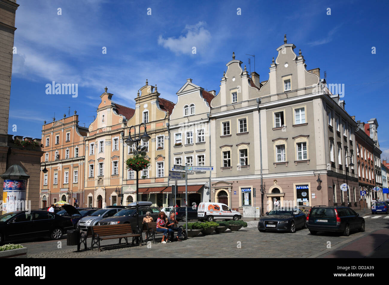 Houses at Rynek, Opole, Silesia, Poland Stock Photo