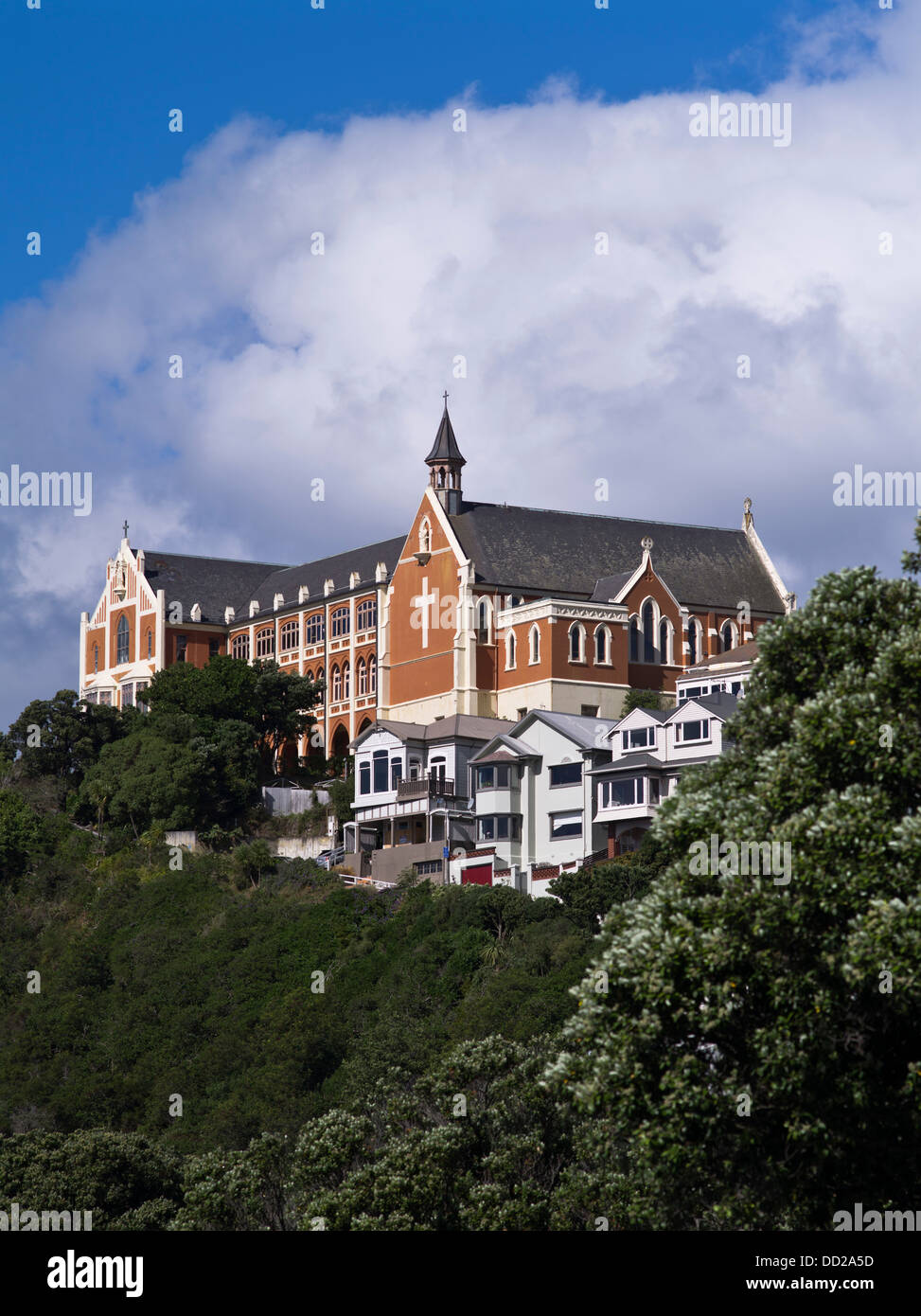dh St Gerards Monastery WELLINGTON NEW ZEALAND Church monastery hillside residential flats houses Stock Photo