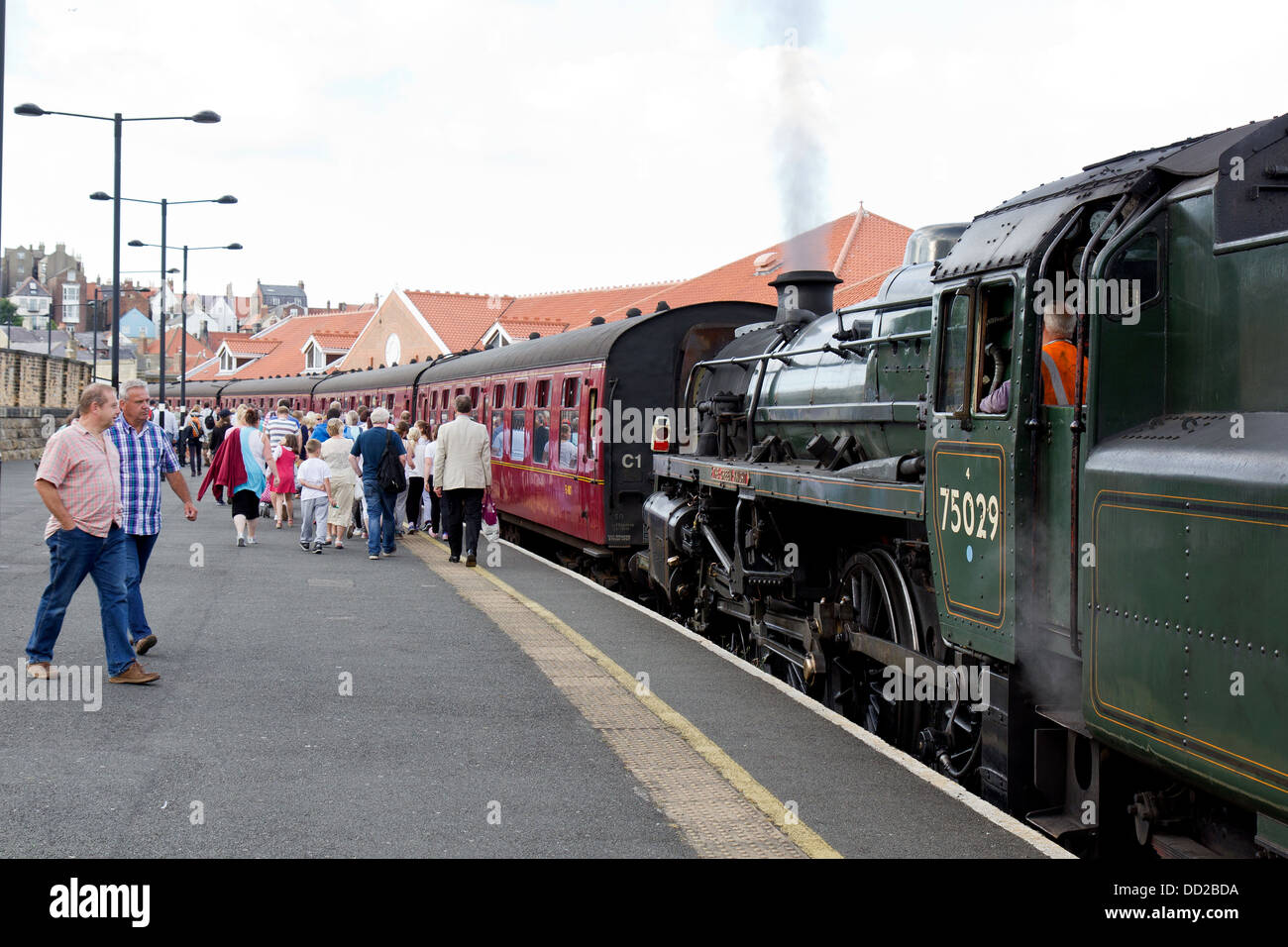 Steam pulling a passenger train on North Yorkshire moors