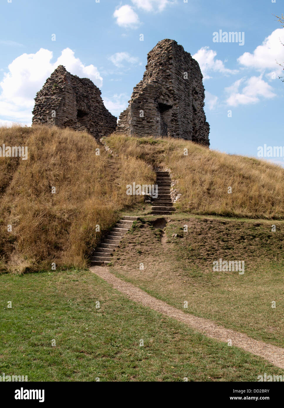 The ruins of the Great Tower, part of a large Norman castle, Christchurch, Dorset, UK 2013 Stock Photo