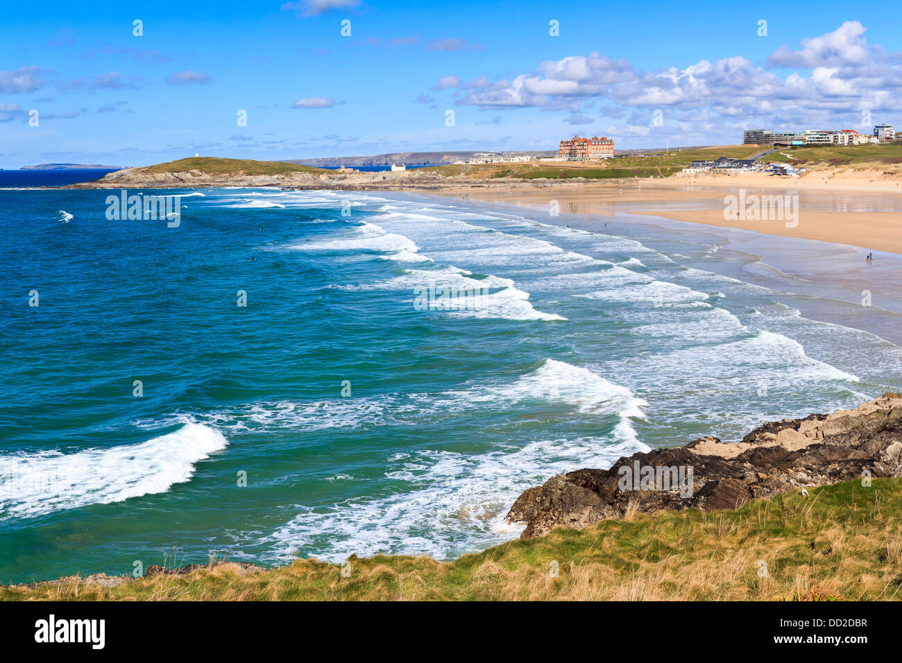 Overlooking Fistral Beach Newquay Cornwall England UK Stock Photo