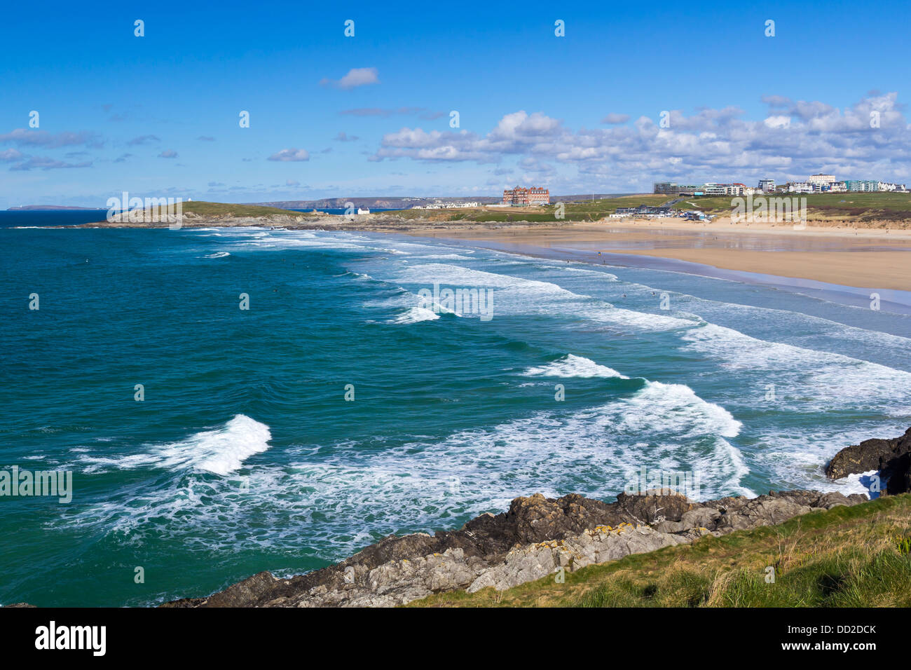 Overlooking Fistral Beach Newquay Cornwall England UK Stock Photo