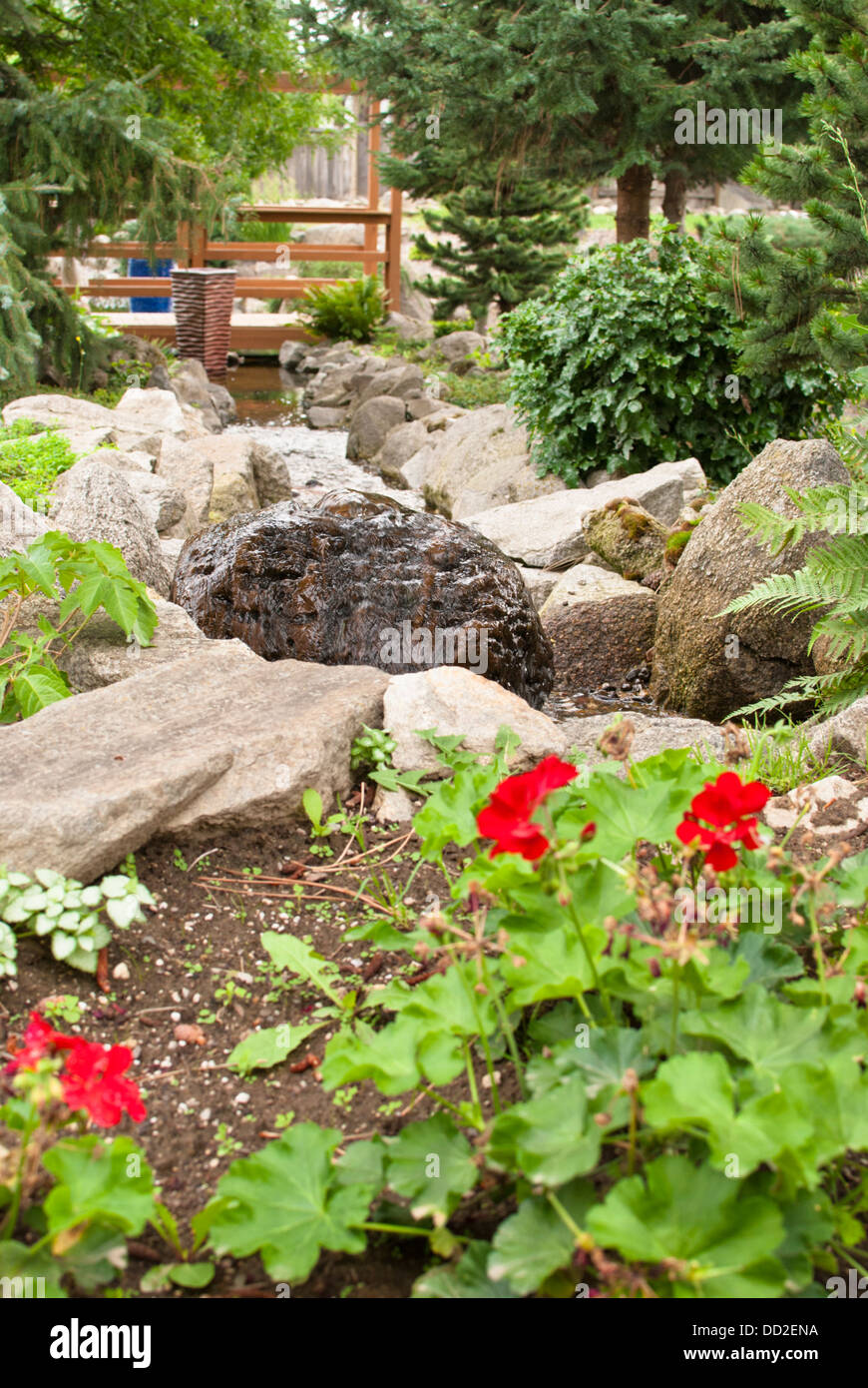 The Cool And Inviting Water Garden At Koi Gardens Spokane Stock