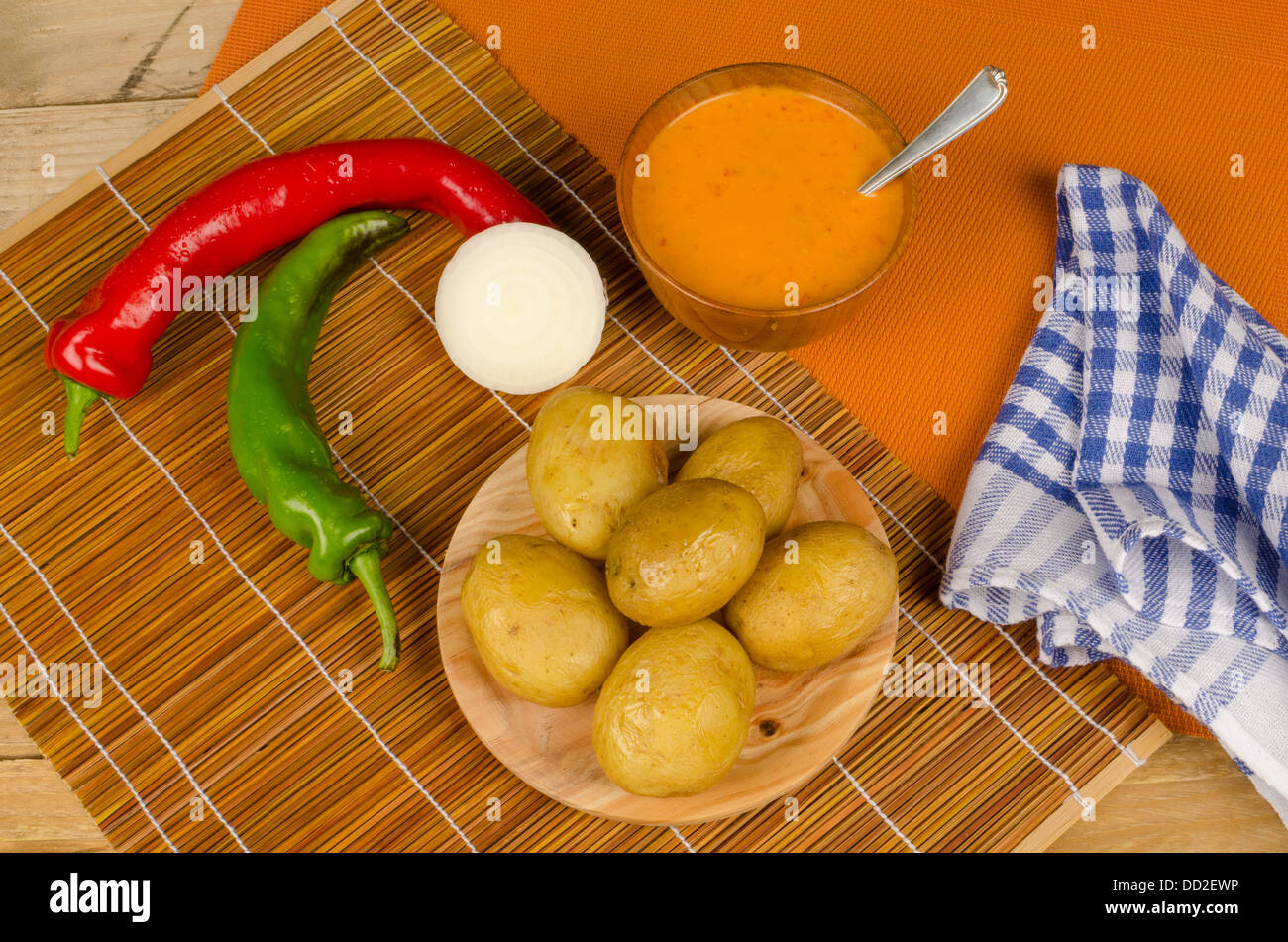 Mojo sauce to go with potatoes, Canarian cuisine Stock Photo