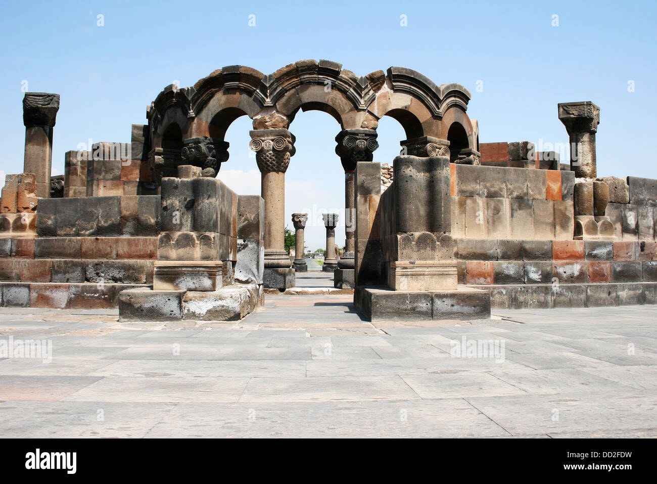 The 7th century Zvartnots Cathedral ruins in Armenia, UNESCO World Heritage Site. Stock Photo