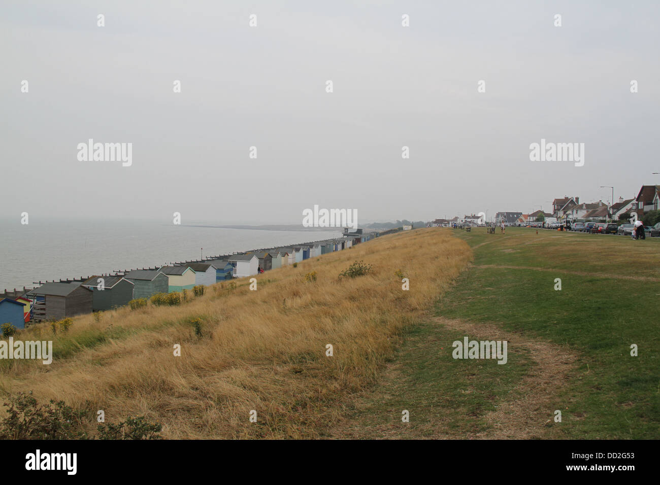 Beach huts at Tankerton, Whitstable on the north Kent coast. Stock Photo