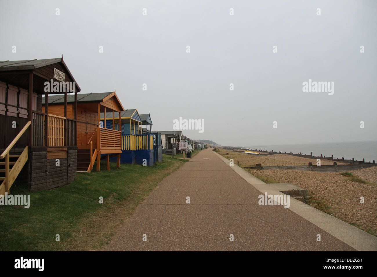 Beach huts at Tankerton, Whitstable on the north Kent coast Stock Photo