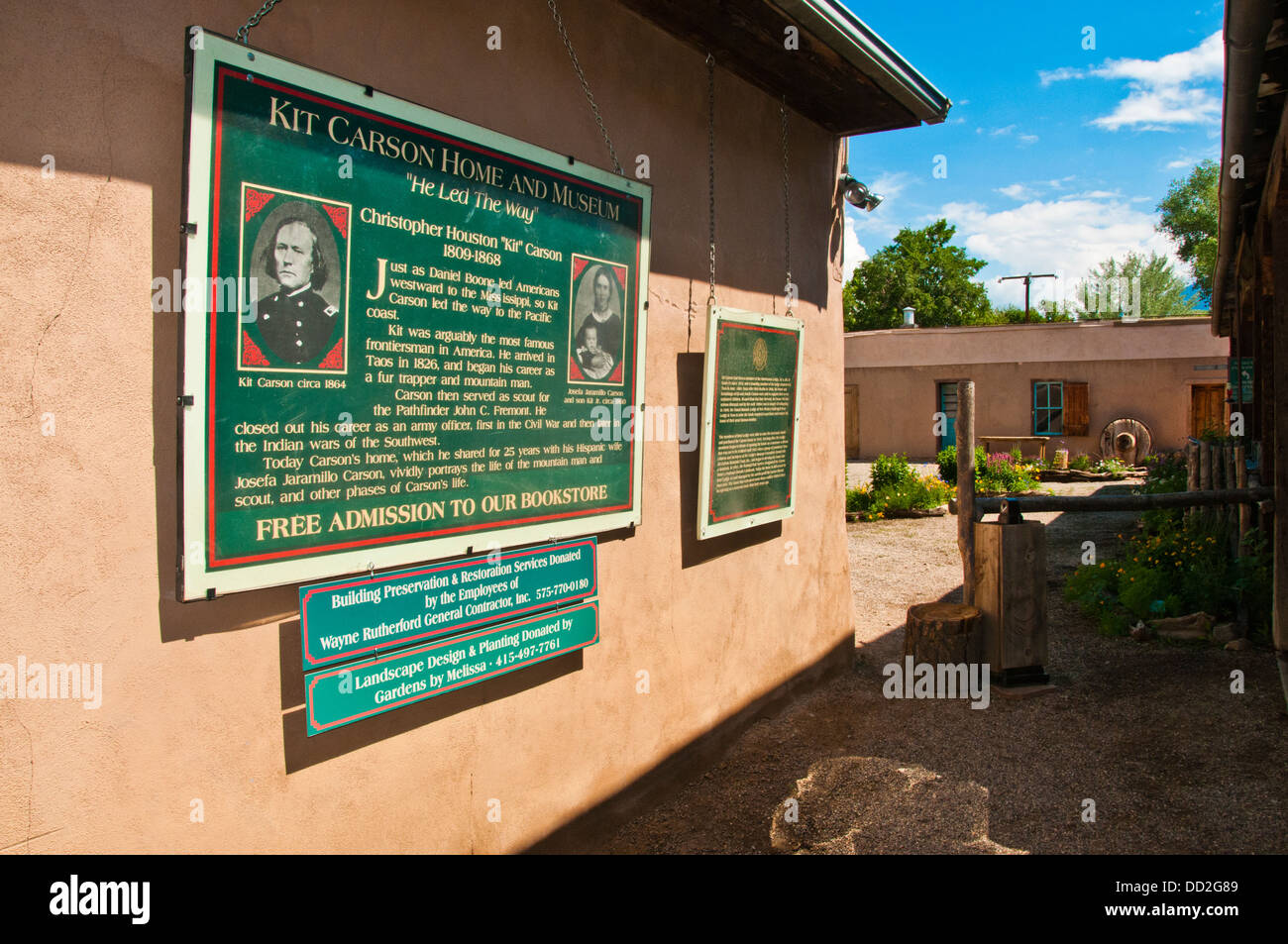 Kit Carson home sign entrance Stock Photo Alamy
