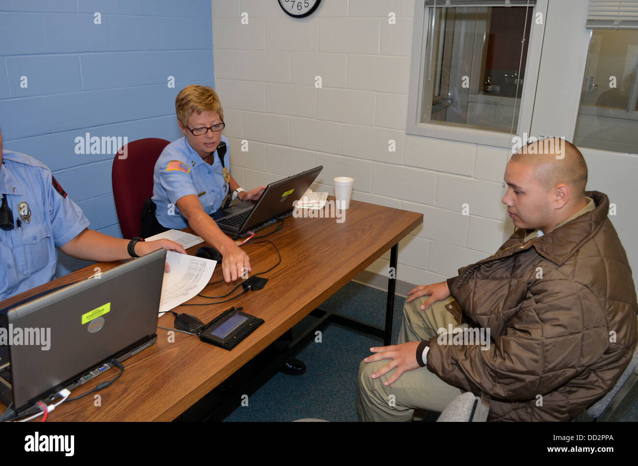 Disciplinary hearing for a juvenile inmate at the Nebraska Correctional Youth Facility in Omaha, Nebraska. Stock Photo