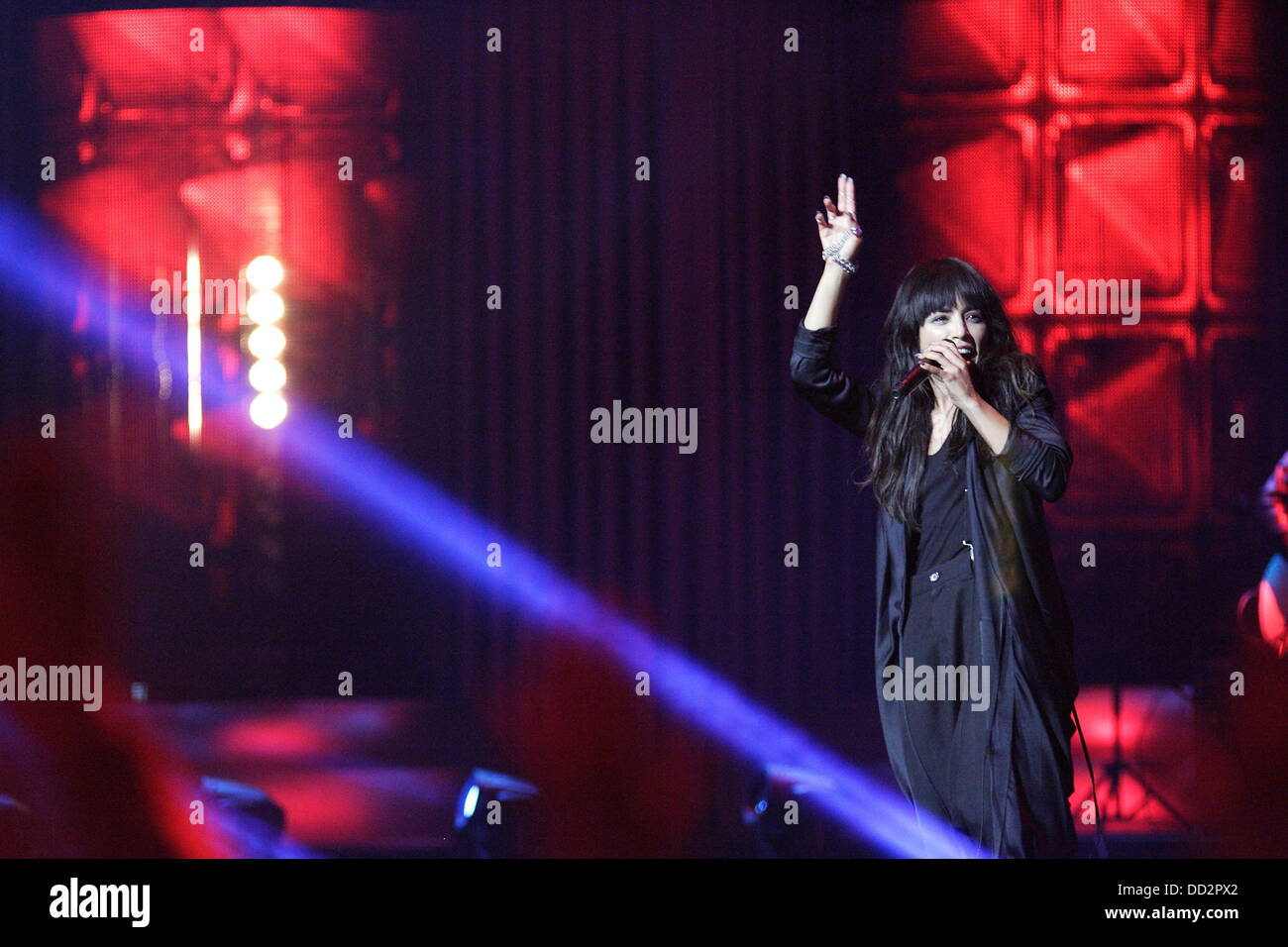 Sopot, Poland 23rd, August Sopot Top of The Top festival in Forest Opera. Pictured:  Swedish singer Loreen performs live on the stage Credit:  Michal Fludra/Alamy Live News Stock Photo