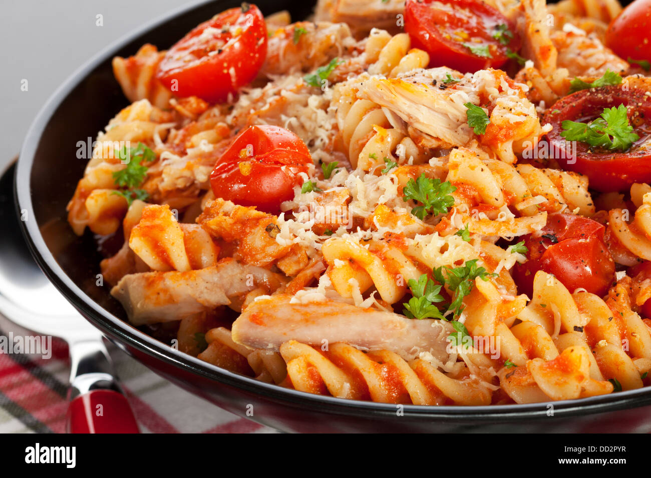 Pasta Bake with Tuna and Cherry Tomatoes an individual serving of