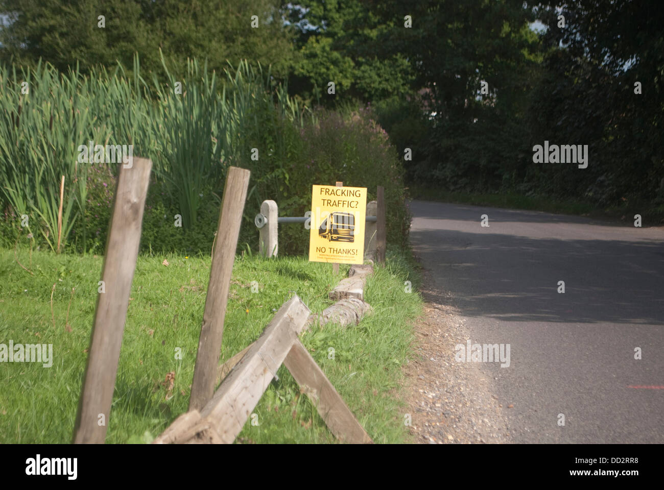 Fracking Traffic Sign Fernhurst West Sussex Stock Photo