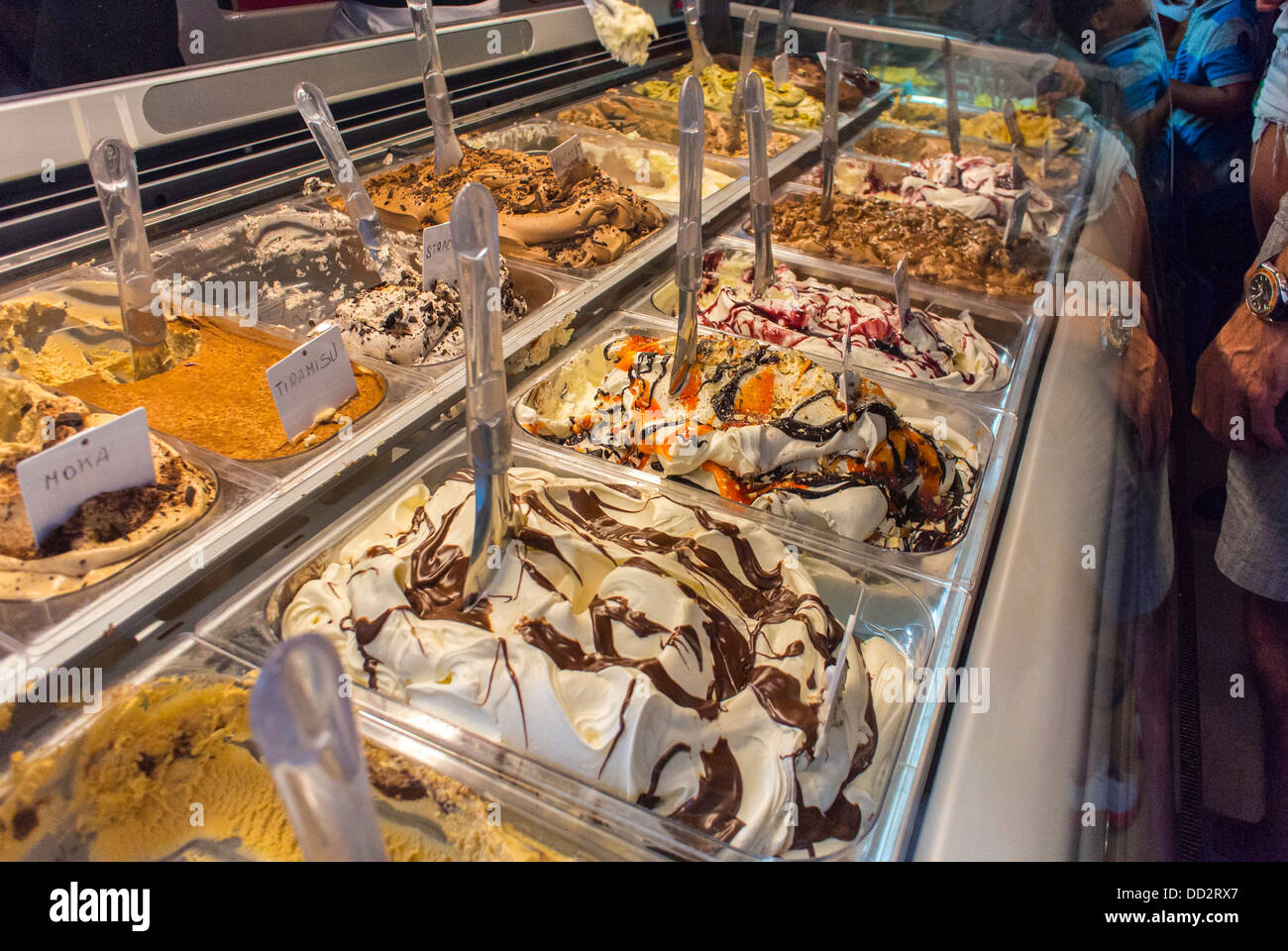 Paris, France, Ice Cream Display in Shop in Latin Quarter, on Rue de la