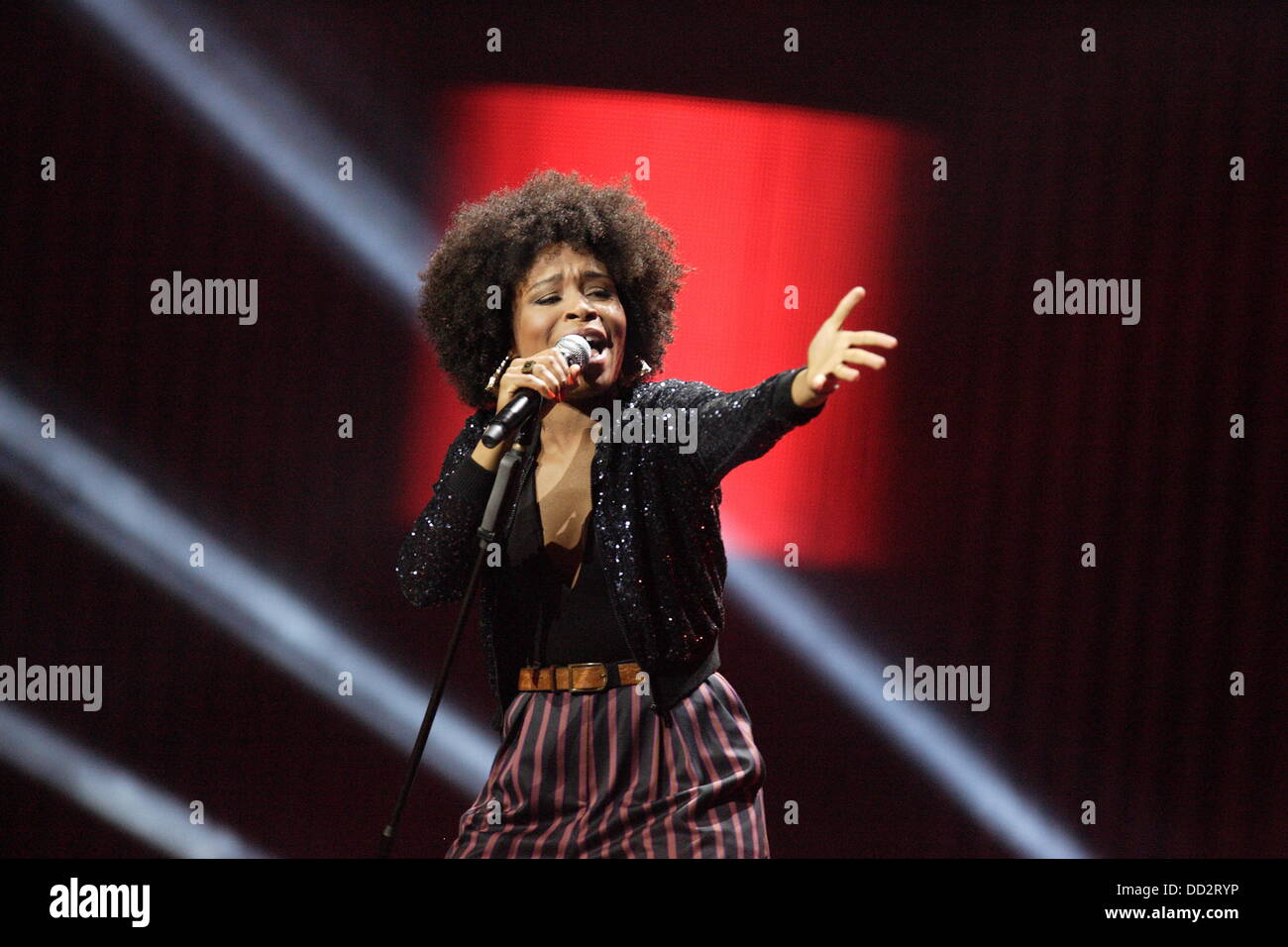 Sopot, Poland 23rd, August Sopot Top of The Top festival in Forest Opera. Pictured:  Danish singer Nabiha performs live on the stage Credit:  Michal Fludra/Alamy Live News Stock Photo