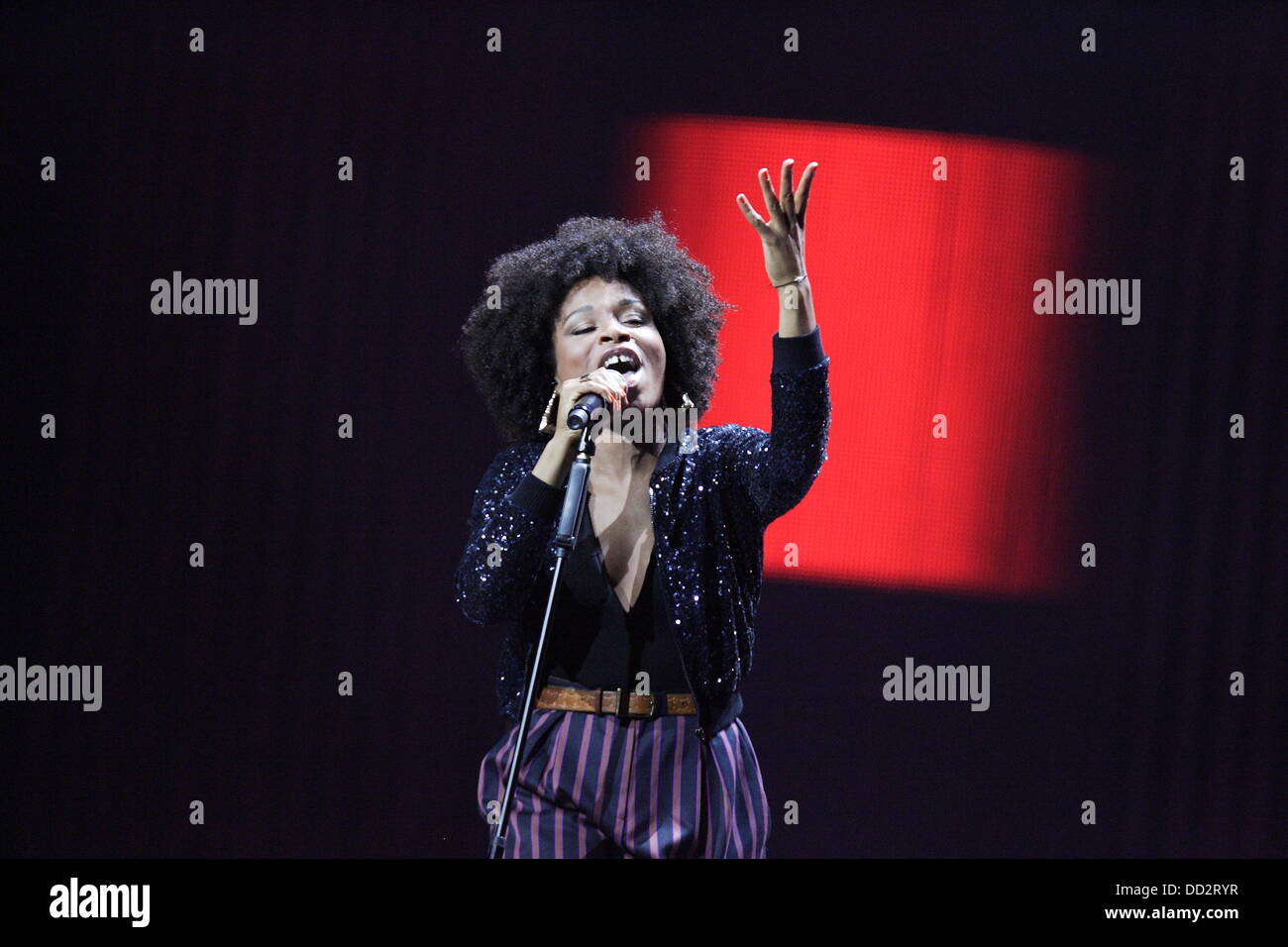 Sopot, Poland 23rd, August Sopot Top of The Top festival in Forest Opera. Pictured:  Danish singer Nabiha performs live on the stage Credit:  Michal Fludra/Alamy Live News Stock Photo
