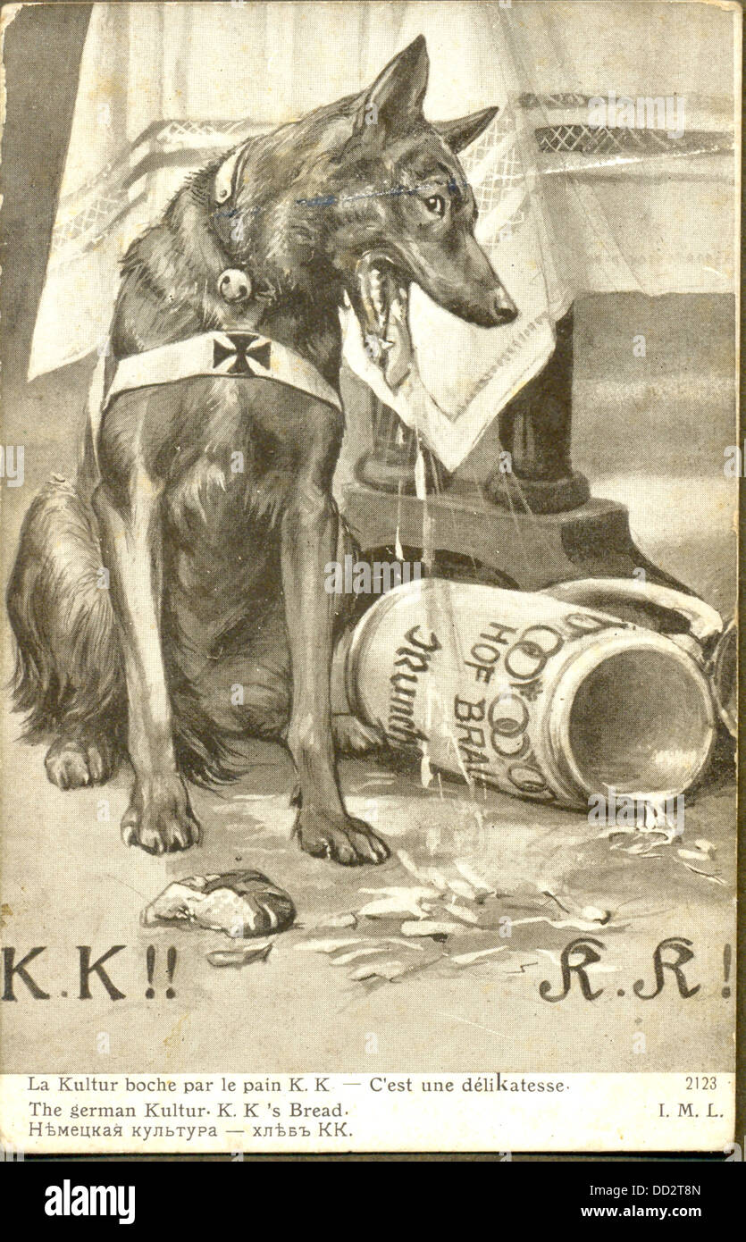 World War One French postcard expressing distaste for K.K.'s Bread Stock Photo