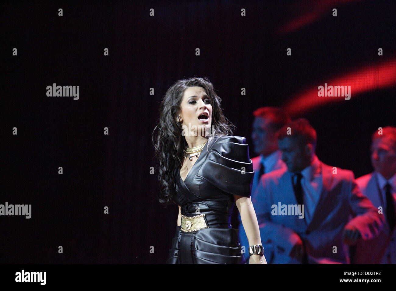 Sopot, Poland 23rd, August Sopot Top of The Top festival in Forest Opera. Pictured:  Albanian singer Besa performs live on the stage Credit:  Michal Fludra/Alamy Live News Stock Photo