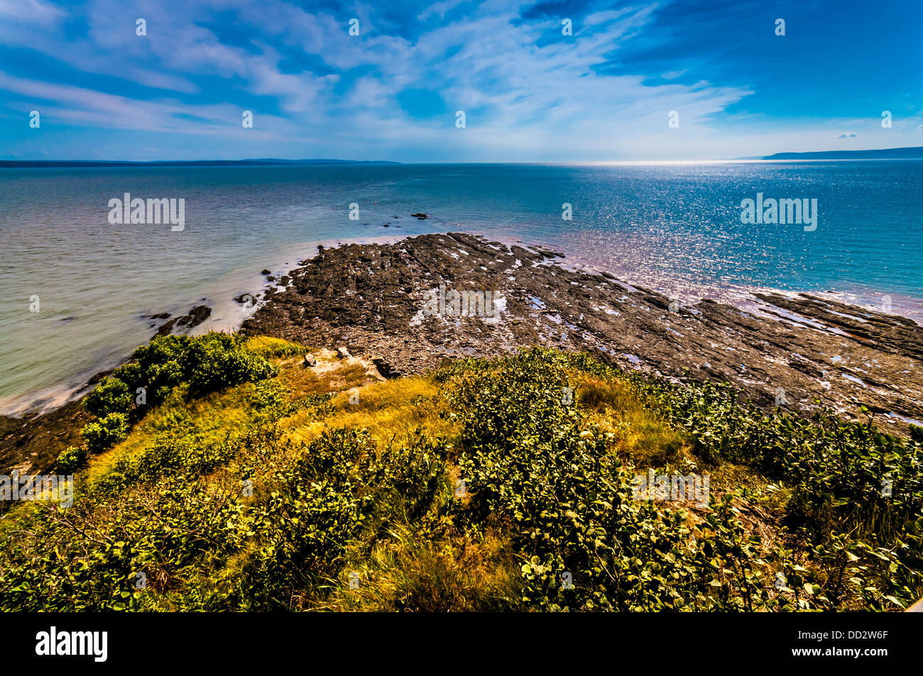 Eroded cliff and beach located in Cape Enrage New Brunswick Canada Stock Photo