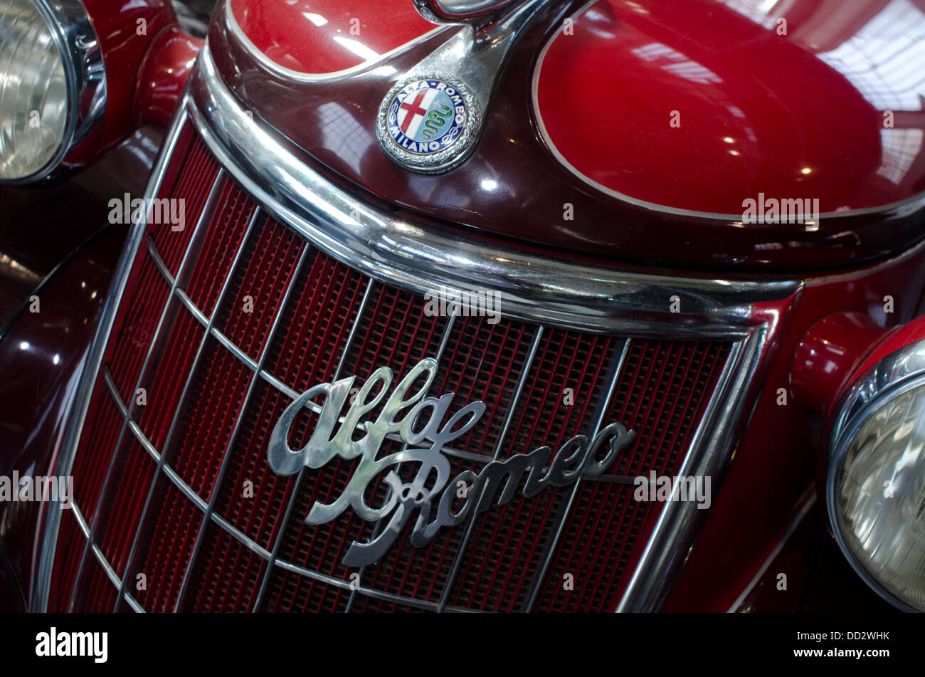 Detail from the masc of an Alfa Romeo C6 Grand Sport from the German Museum in Munich Germany Stock Photo