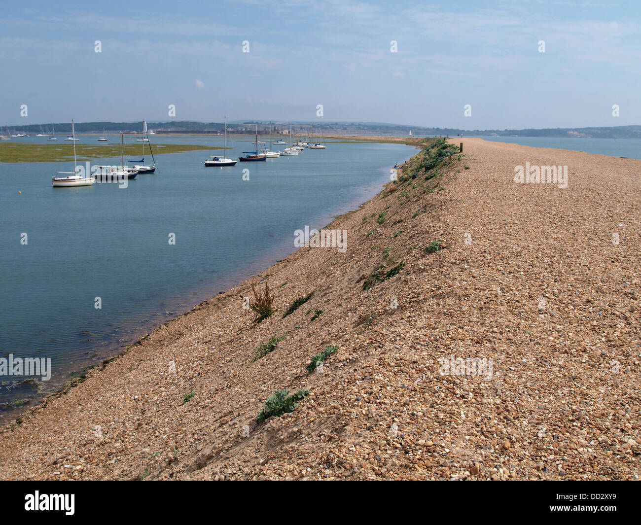 Long shingle spit with Hurst Castle at the end, Milford on Sea ...