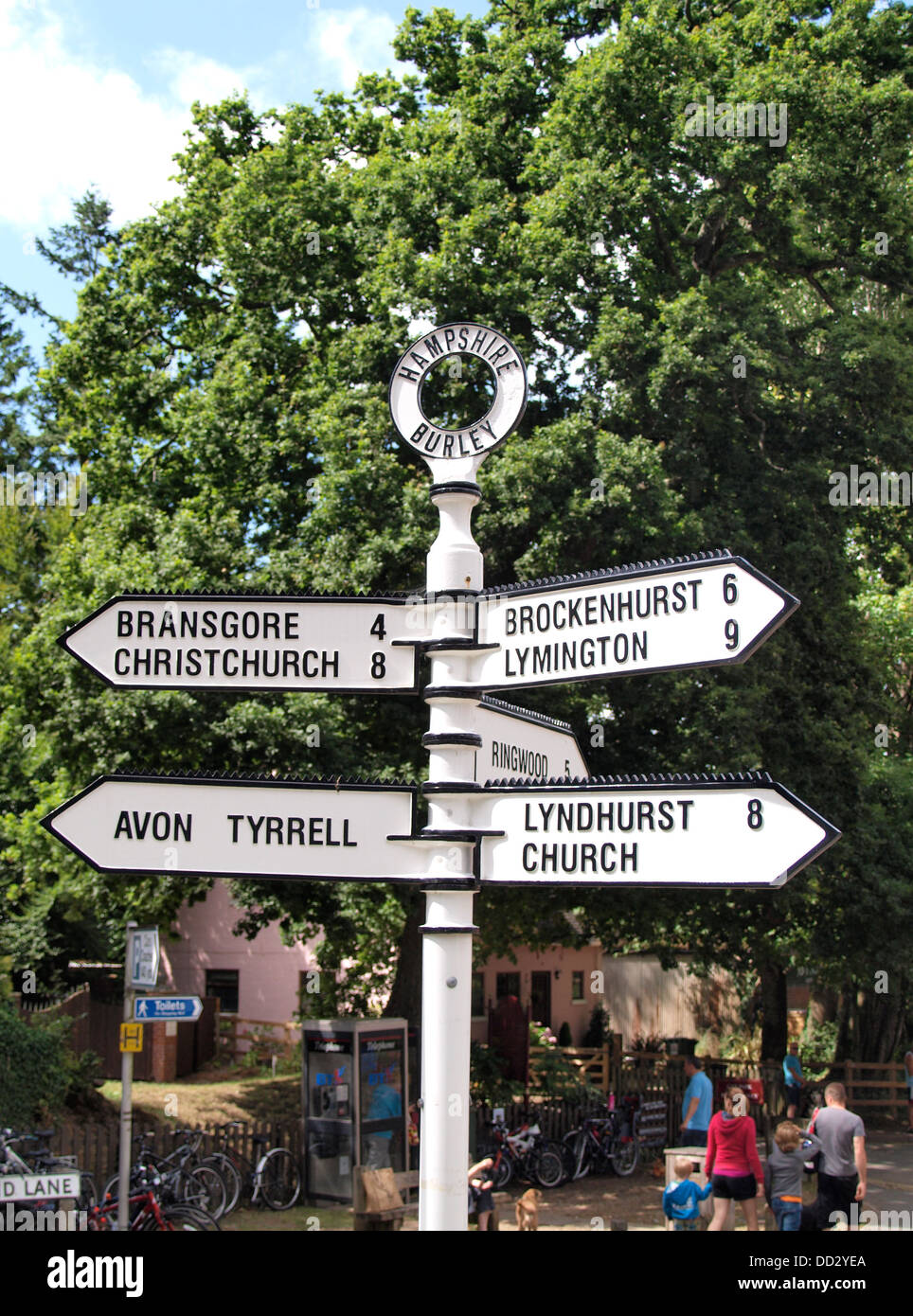 Signpost, Burley, New Forest, Hampshire, UK 2013 Stock Photo