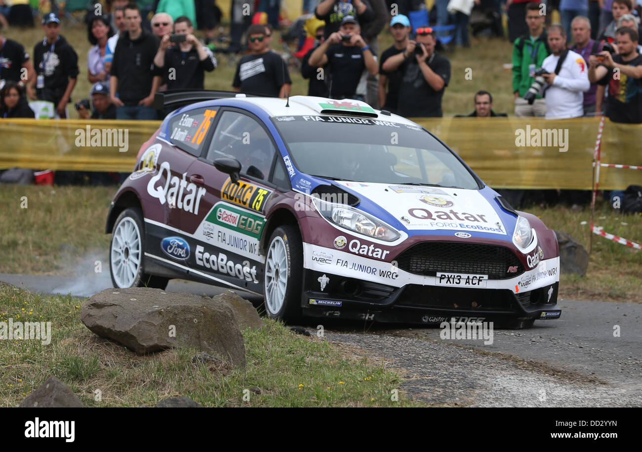 Baumholder, Germany. 24th Aug, 2013. British rally driver Elfyn Evans ...