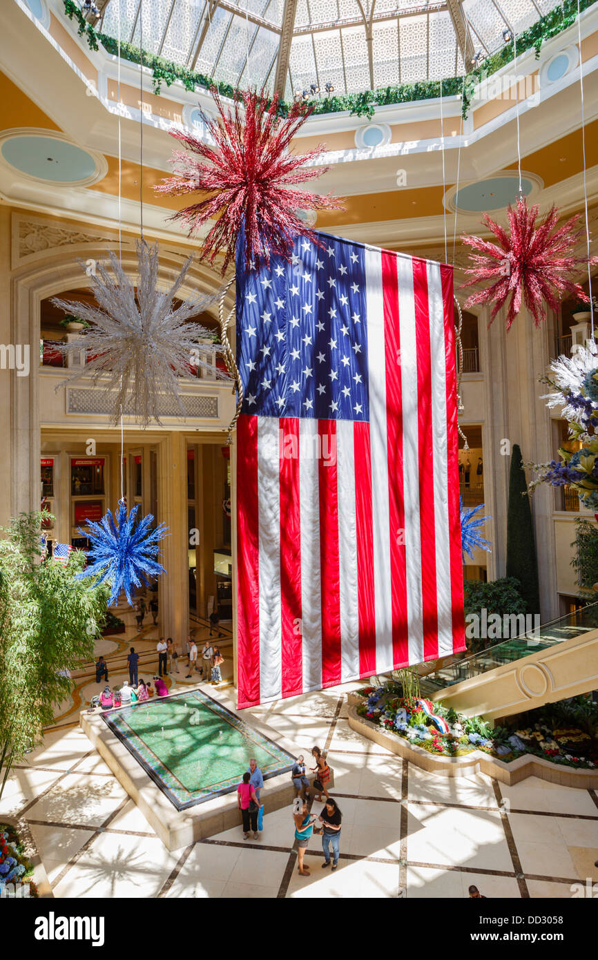 Las Vegas, Nevada - May 18, 2012. A giant American flag hangs in a shopping mall in Las Vegas Stock Photo