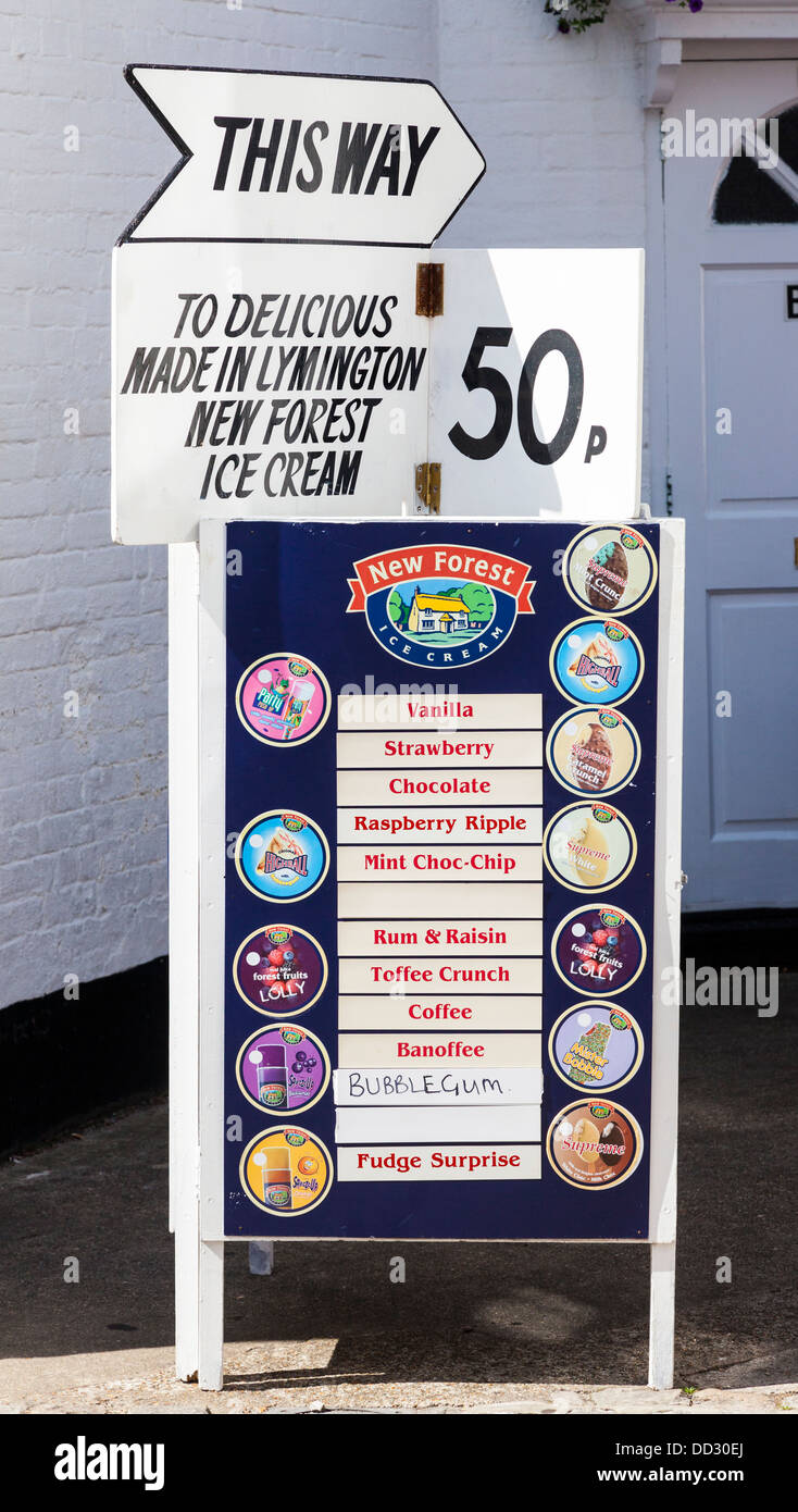 Ice cream for sale, Lymington, Hampshire, England Stock Photo