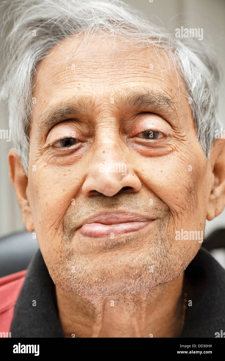 Portrait of an elderly Indian man unshaven Stock Photo