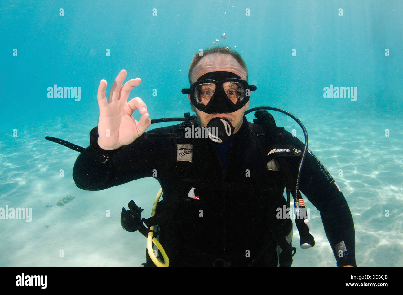 Underwater Hand signs Stock Photo