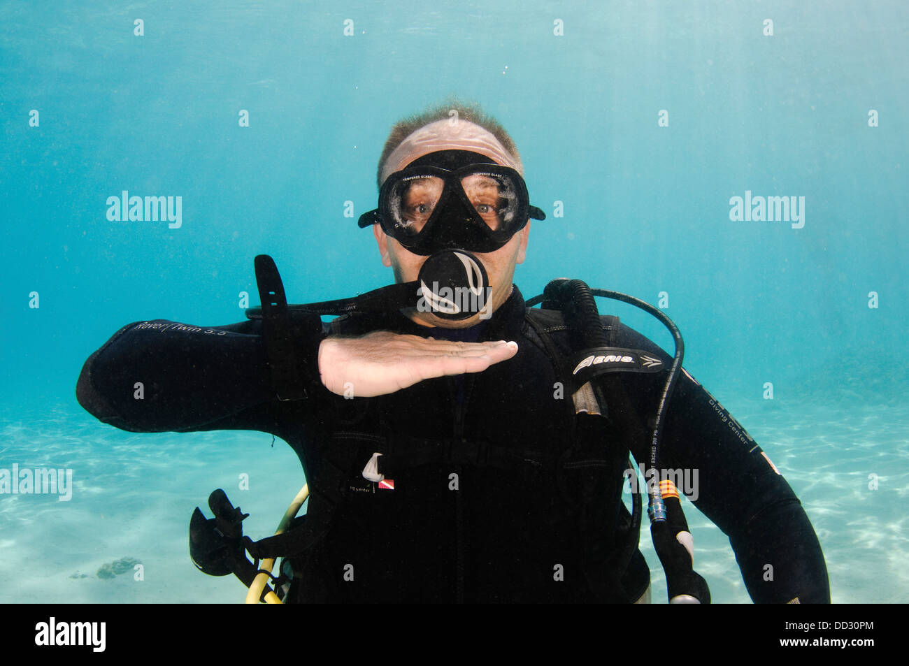 Underwater Hand signs Stock Photo