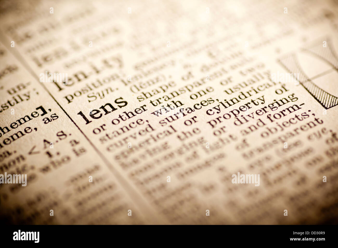 Dictionary word lens Stock Photo Alamy