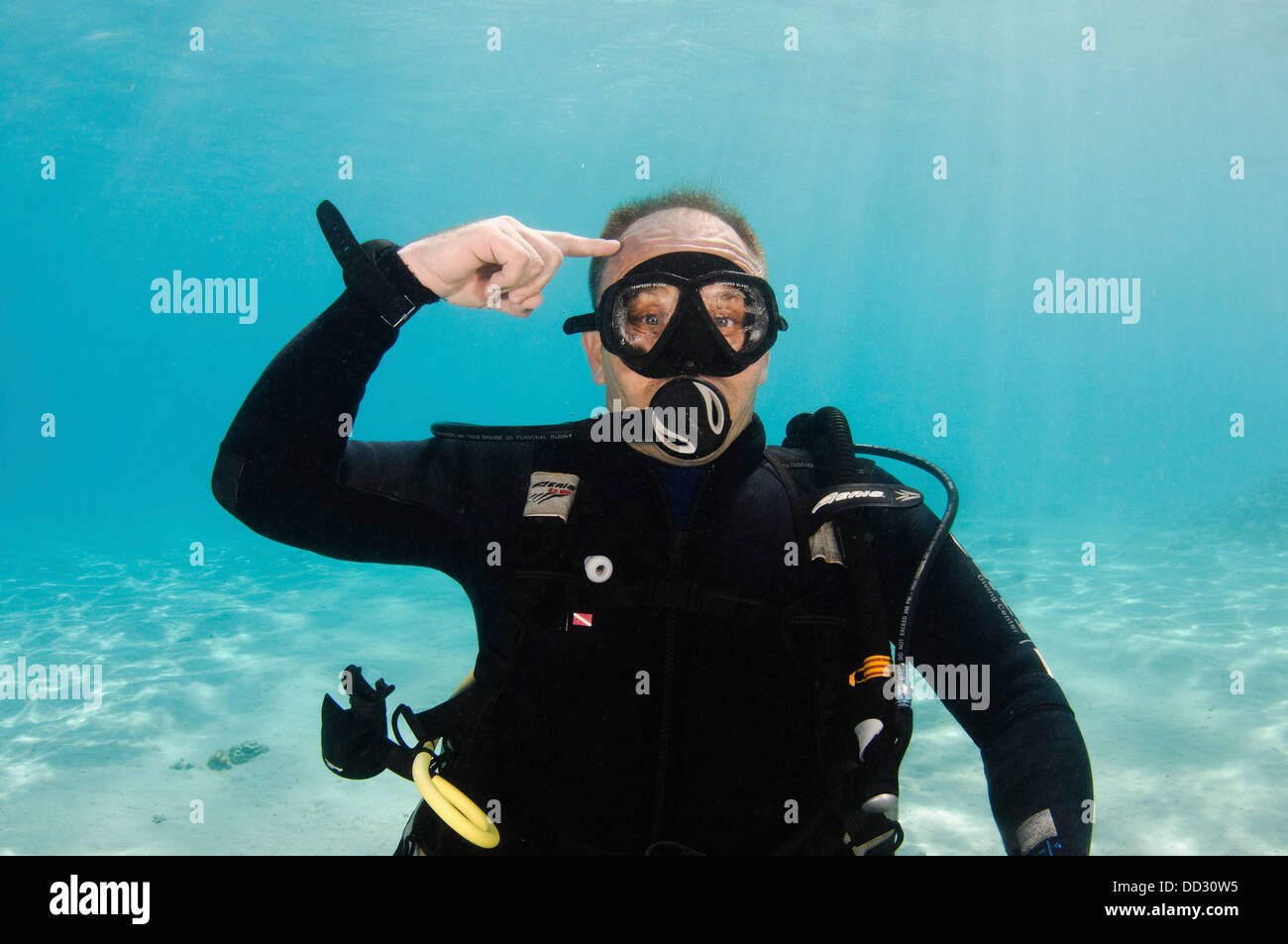 Underwater Hand signs Stock Photo