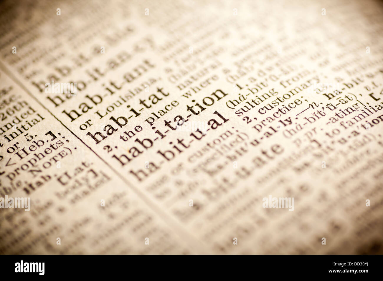 Dictionary word habitat Stock Photo Alamy