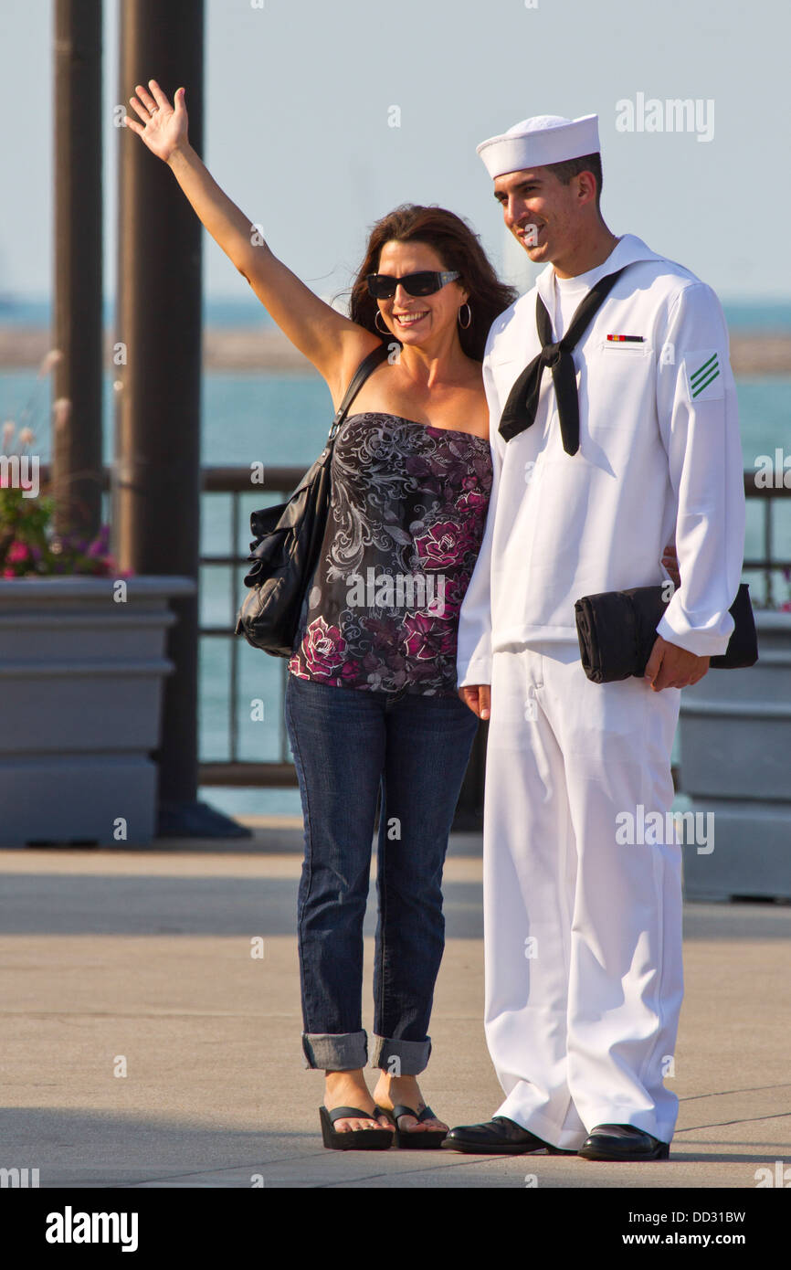A U.S. Navy Seaman at the Chicago harbor Illinois, USA Stock Photo