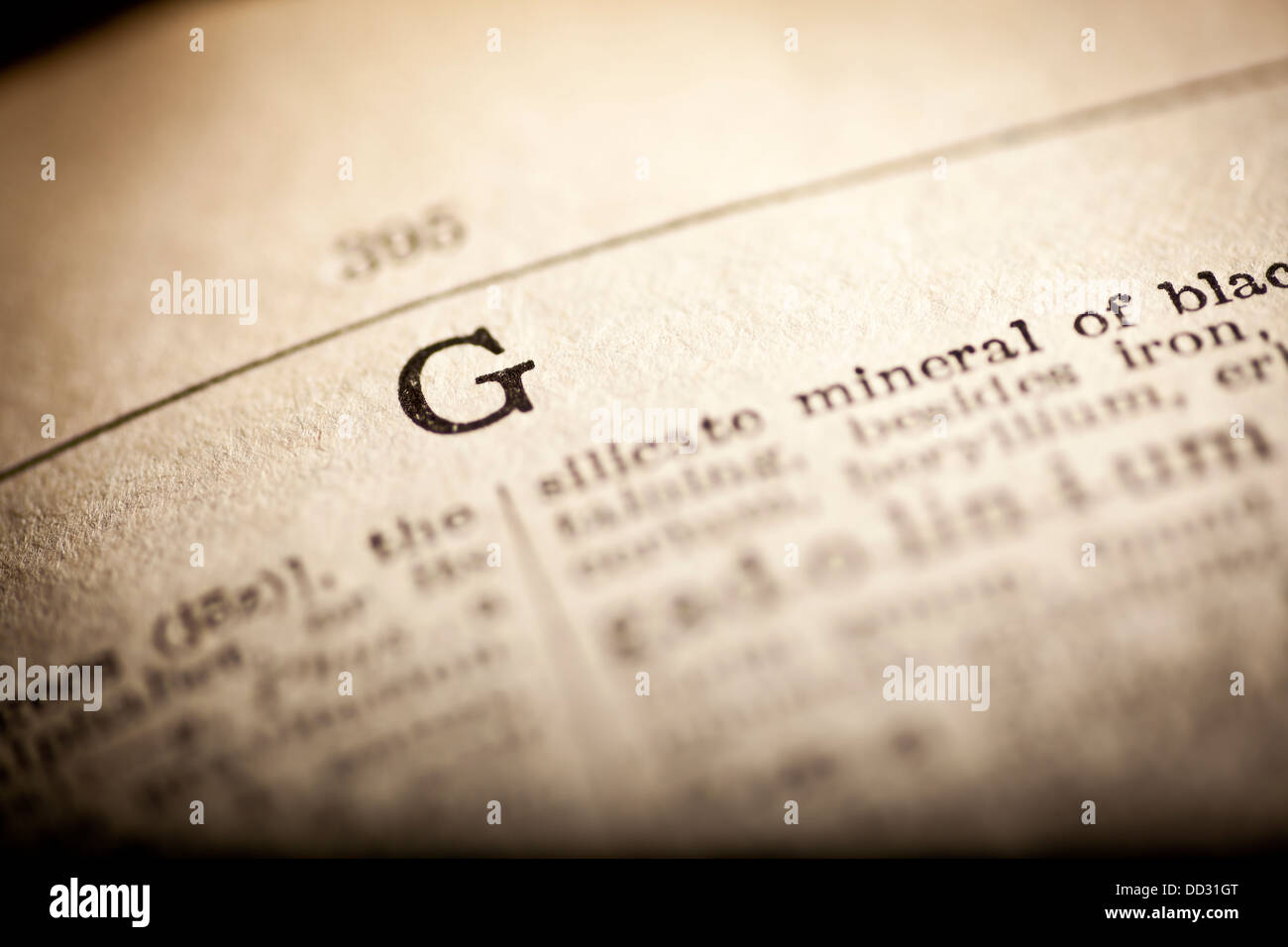 Dictionary letter G Stock Photo Alamy