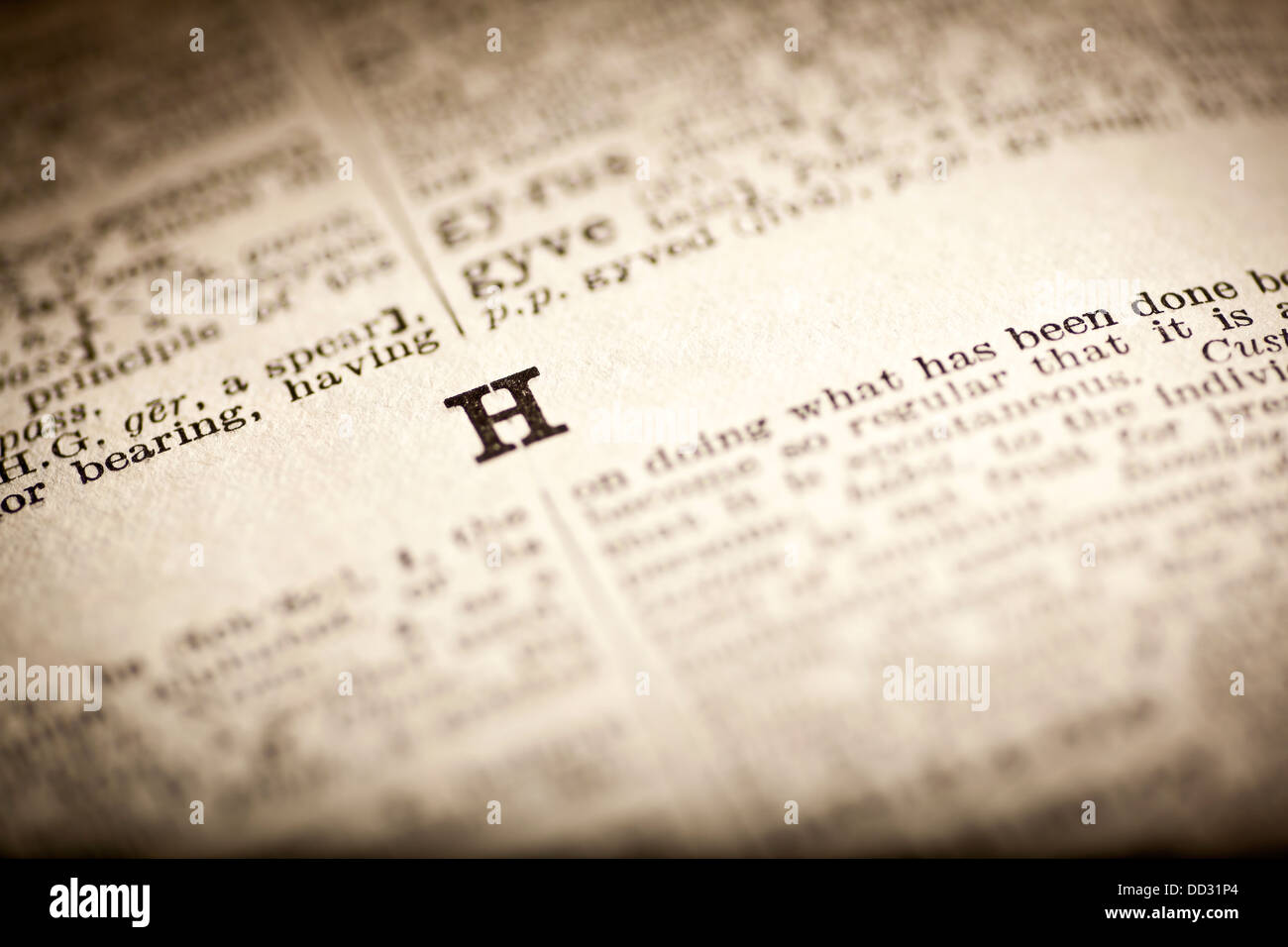 Dictionary letter H Stock Photo Alamy