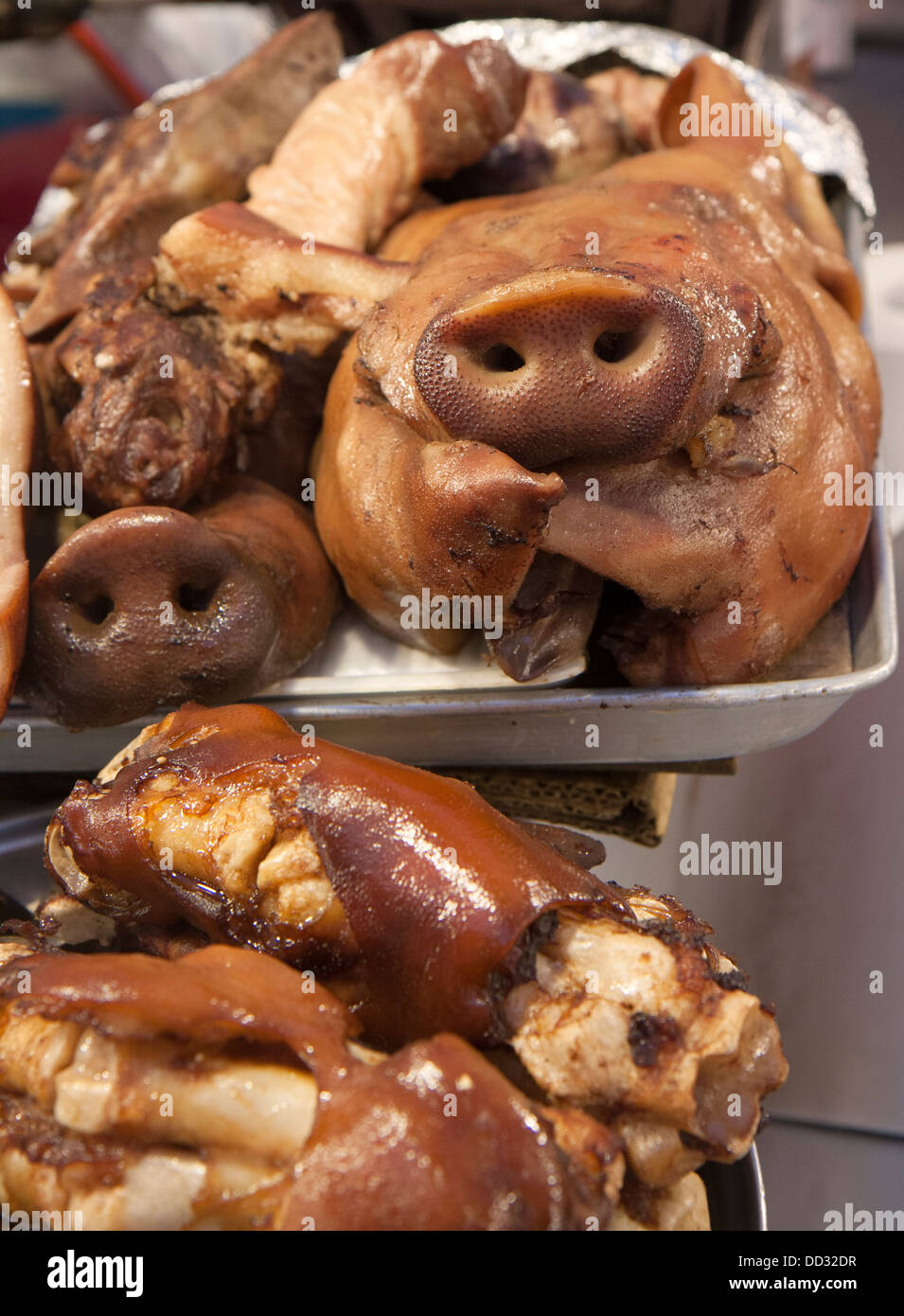 Pig snouts and feet for sale in a Korean outdoor market Stock Photo Alamy