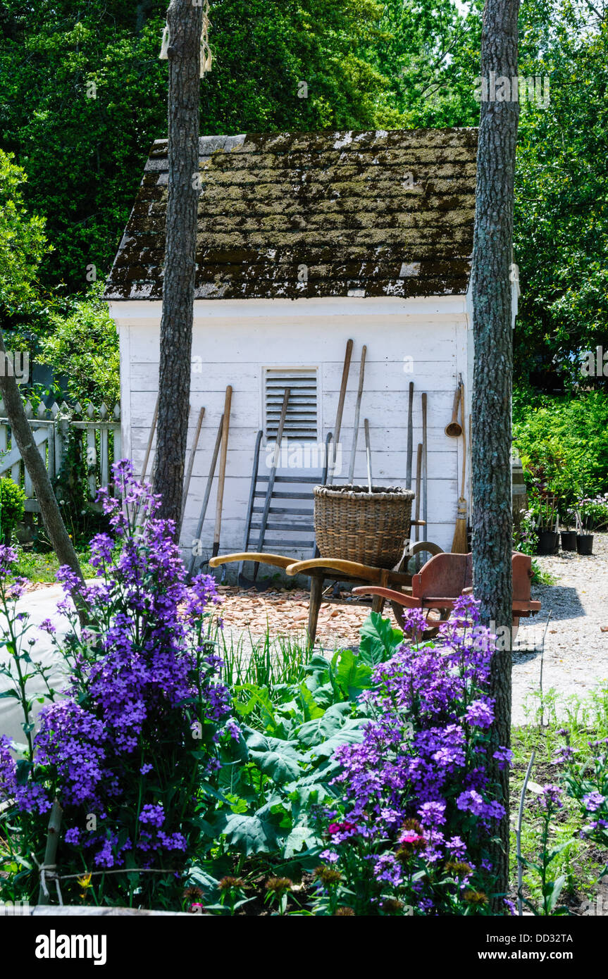 Tool shed, Colonial Garden and Nursery, Colonial Williamsburg, Virginia