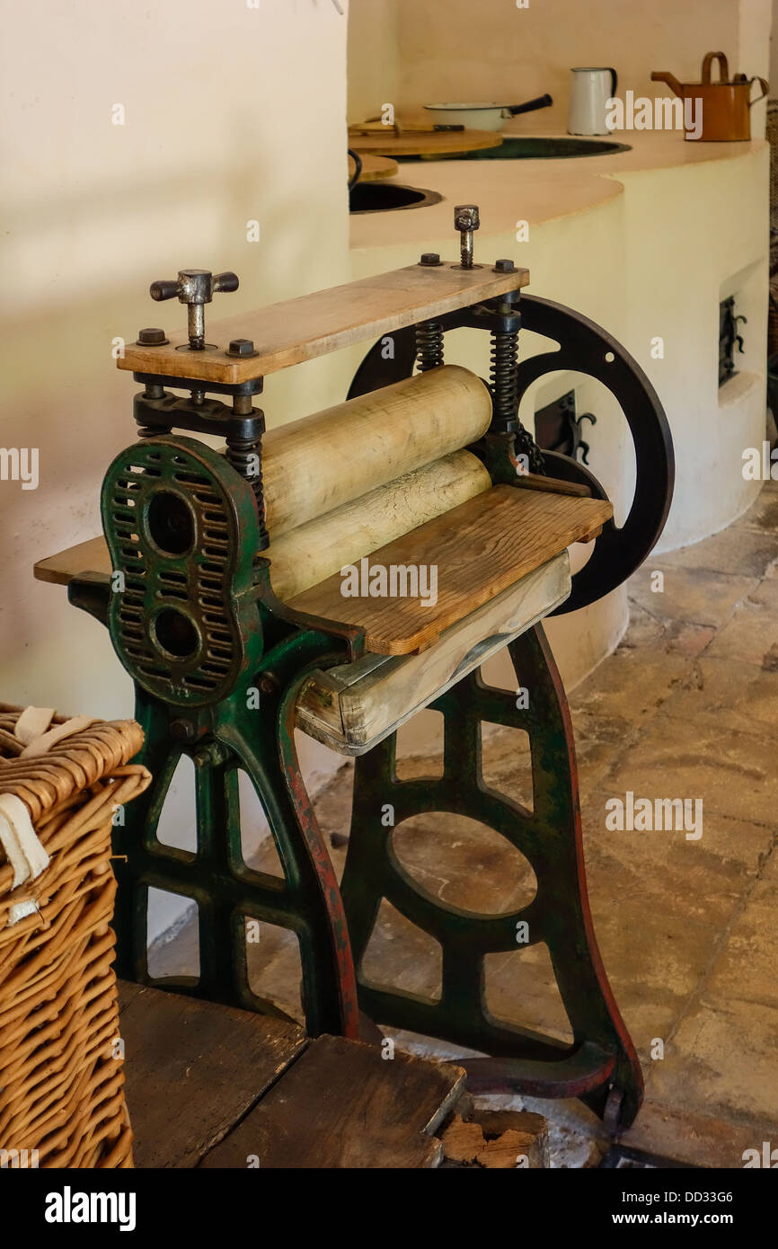 An old clothes wringer, or mangle at Audley End House. Stock Photo
