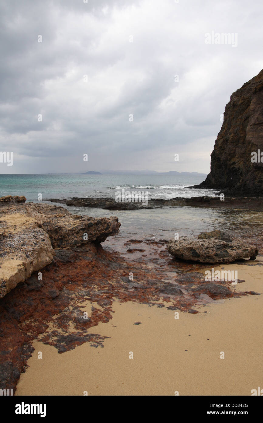 Papagayo Beach on cloudy a day Stock Photo