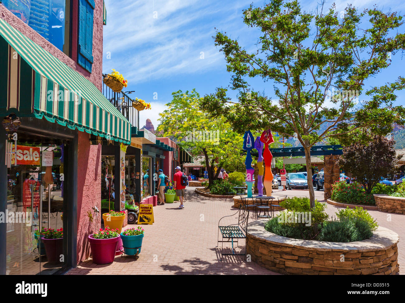 Shops in the Uptown Mall on Main Street, Sedona, Arizona, USA Stock ...