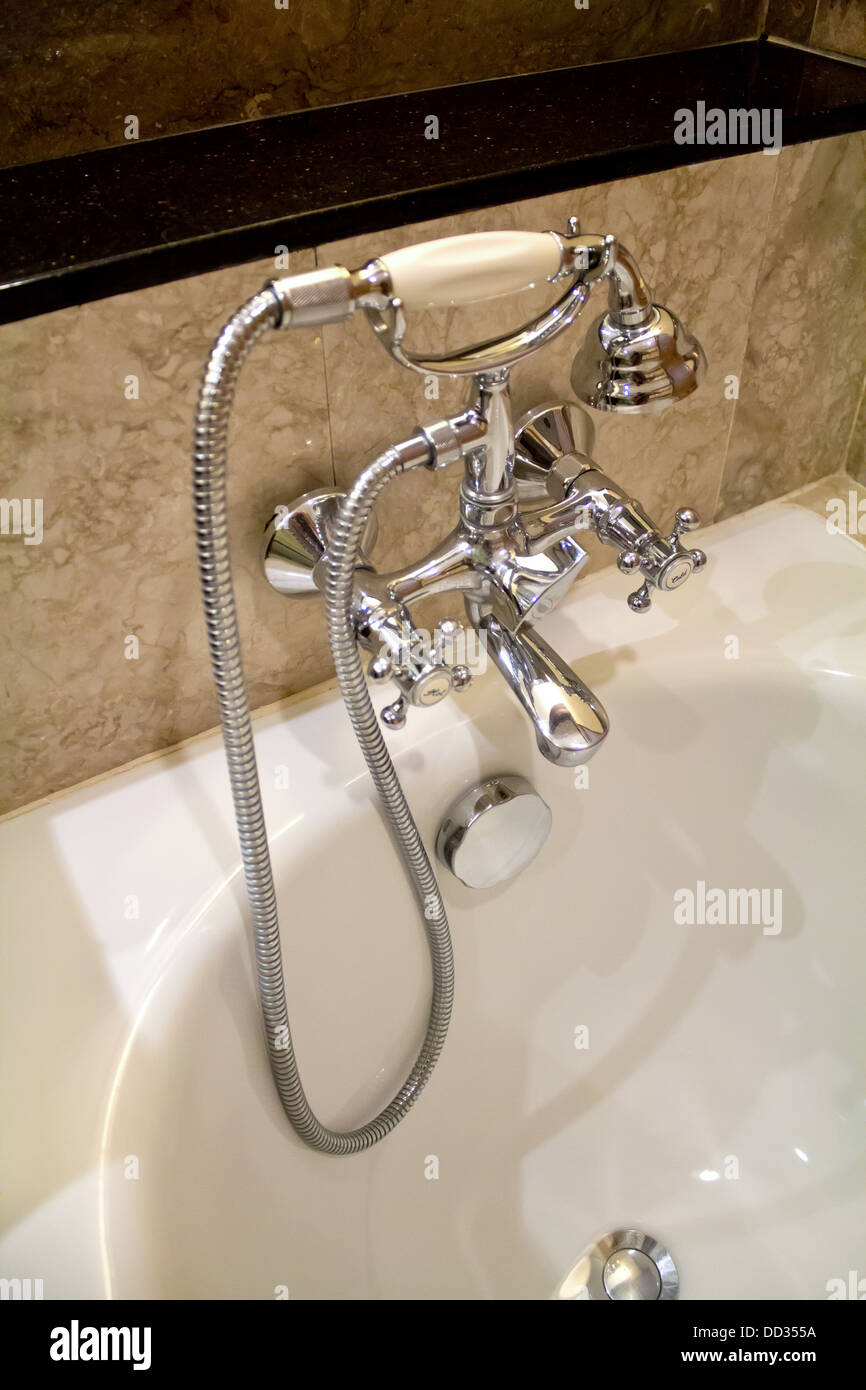 Shower in hotel bathroom Stock Photo Alamy