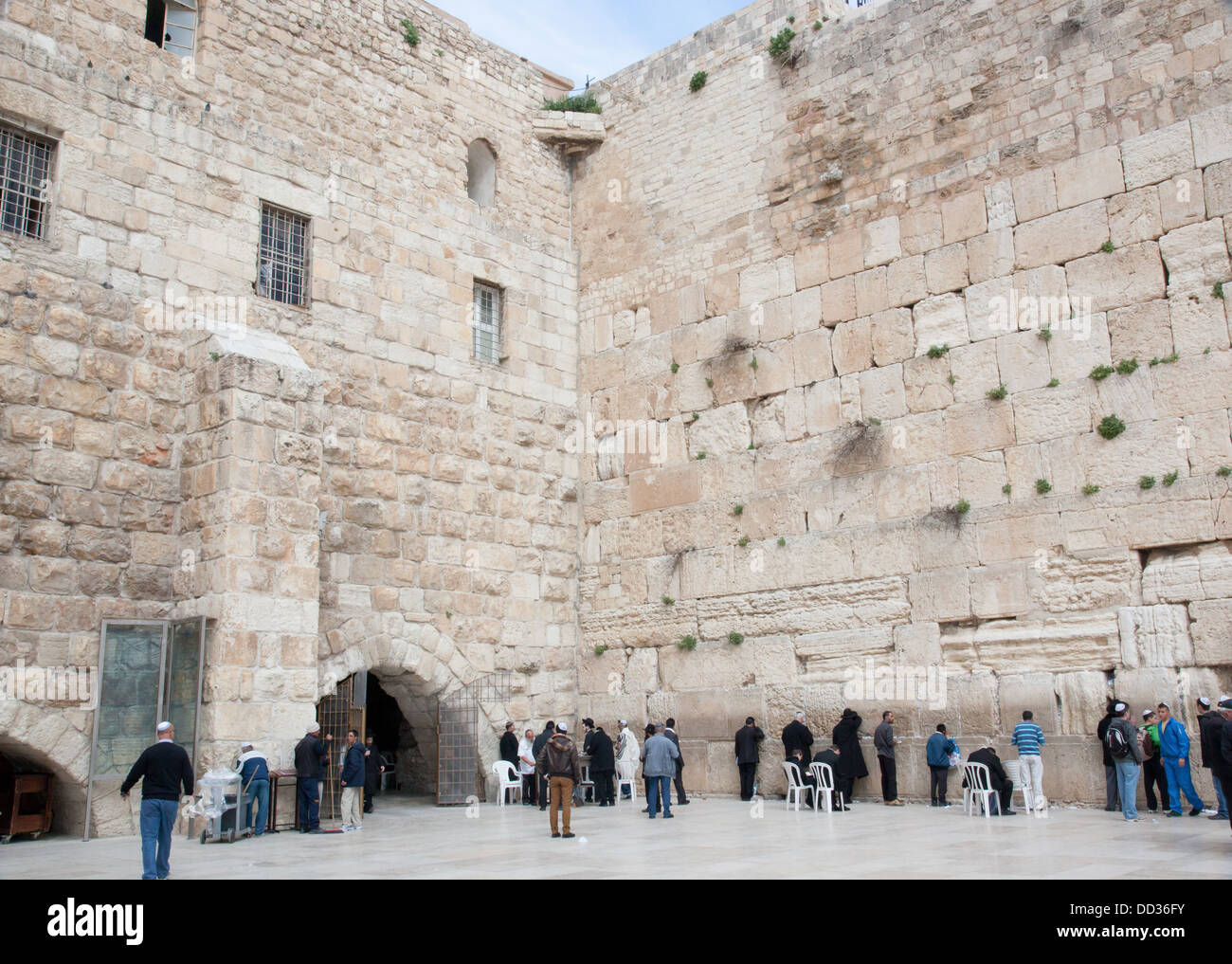 Wailing wall in Jerusalem, CIRCA February 2013. The remainder on the old Temple and a place of prayer Stock Photo