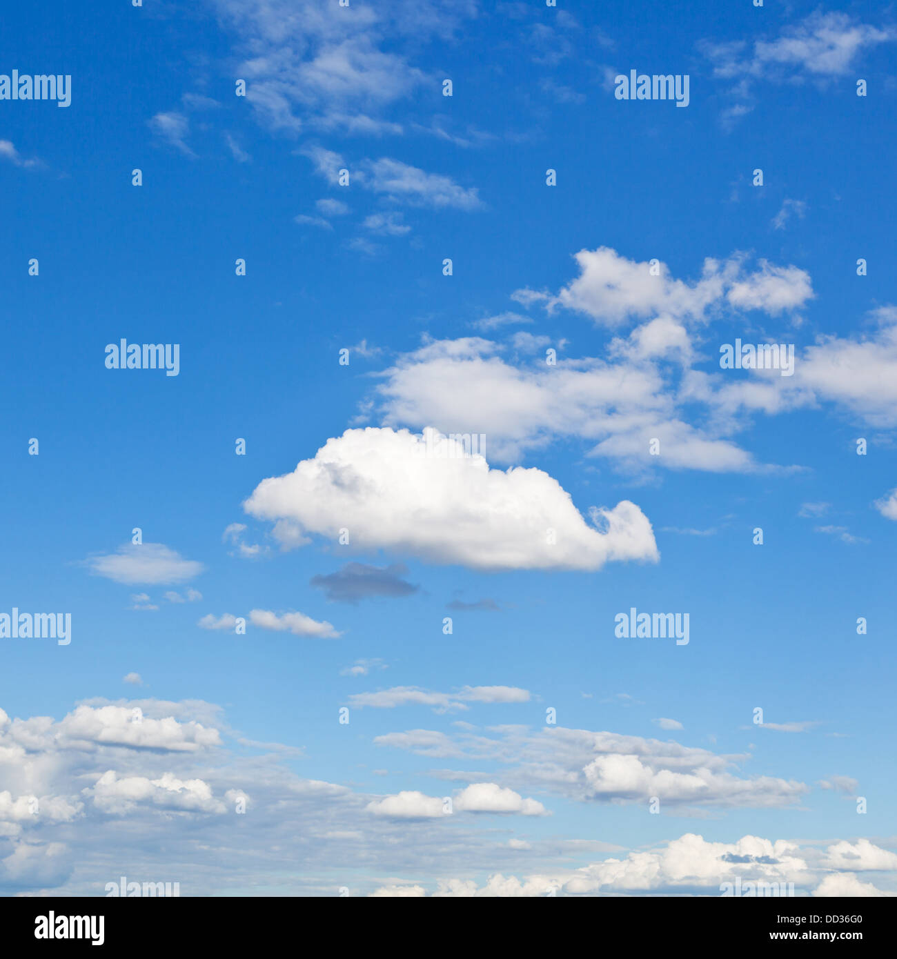 fluffy cumulus cloud in blue sky under stratus clouds Stock Photo Alamy