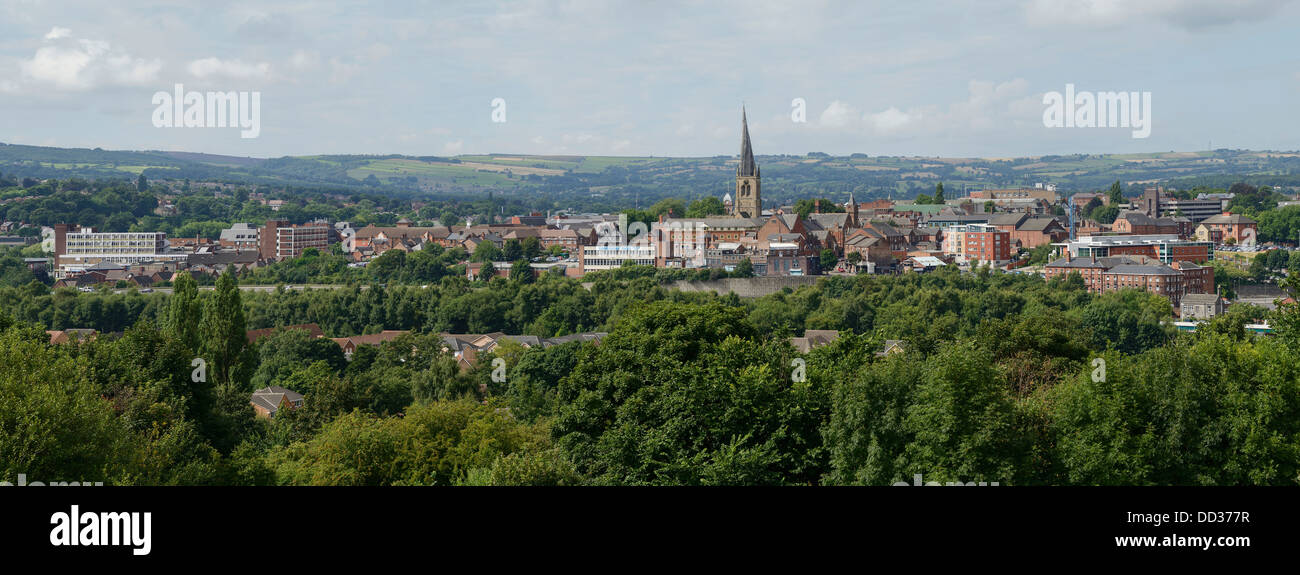 Chesterfield town centre panoramic skyline UK Stock Photo