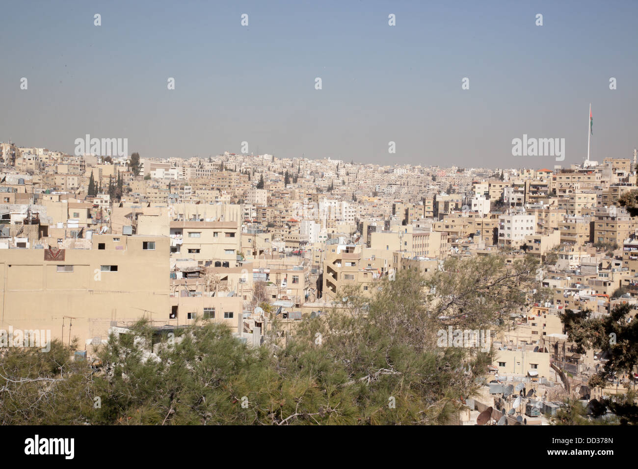 Amman, Jordan,  from  the Citadel. CIRCA Feb. 2013. Ruins in the middle of a Middle East City Stock Photo