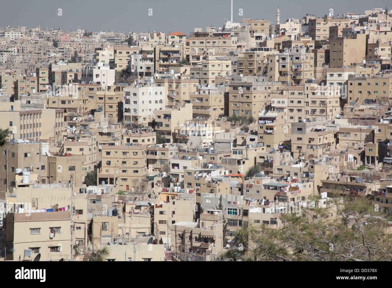 Amman, Jordan,  from  the Citadel. CIRCA Feb. 2013. Ruins in the middle of a Middle East City Stock Photo