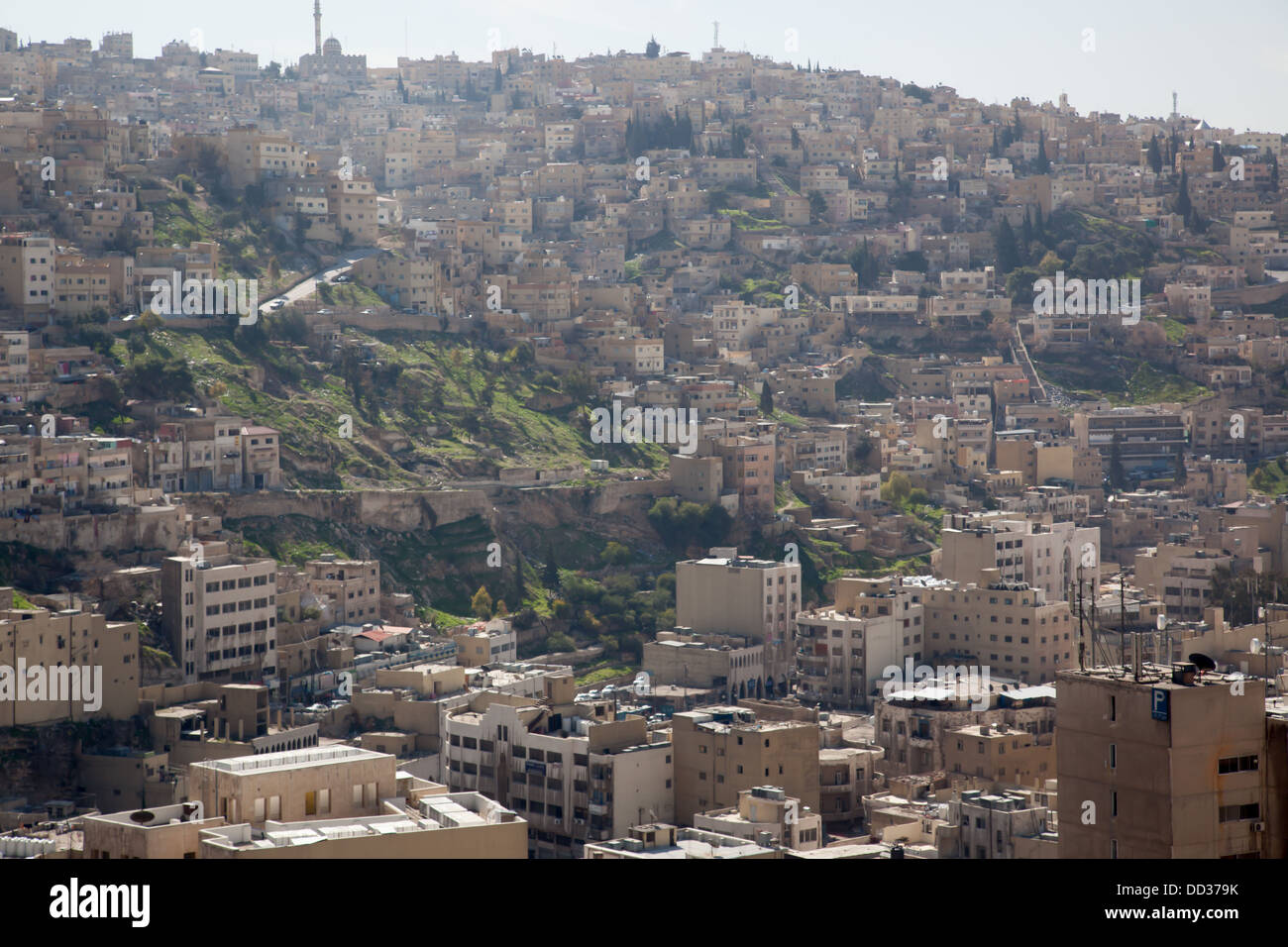 Amman, Jordan, from the Citadel. CIRCA Feb. 2013. Ruins in the middle of a Middle East City Stock Photo