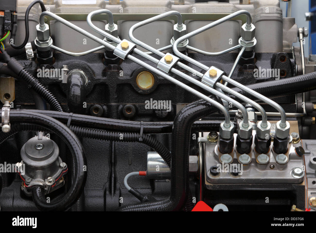 supply system for diesel fuel, clean motor block, diesel engine detail Stock Photo